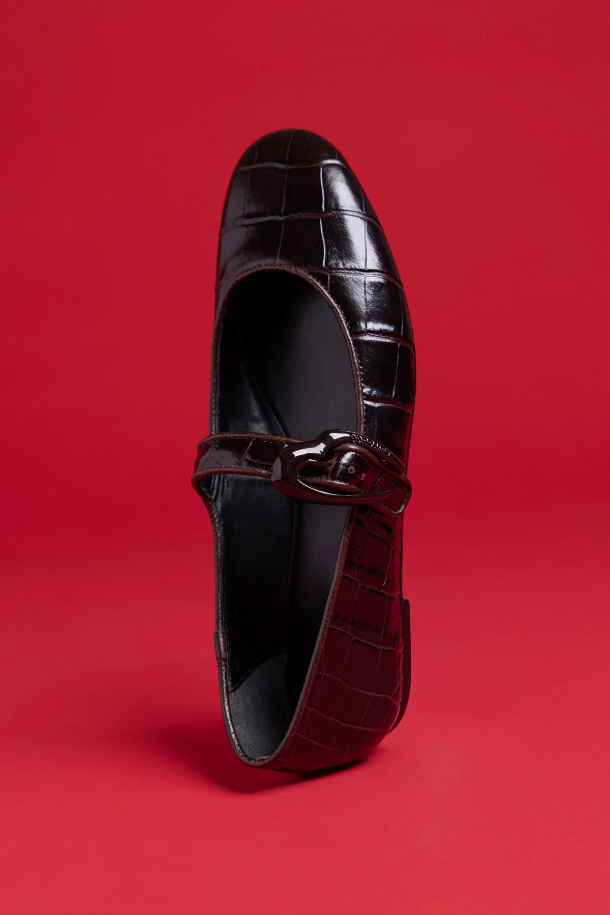 Verona Ballet Flat In Croco Brown Leather