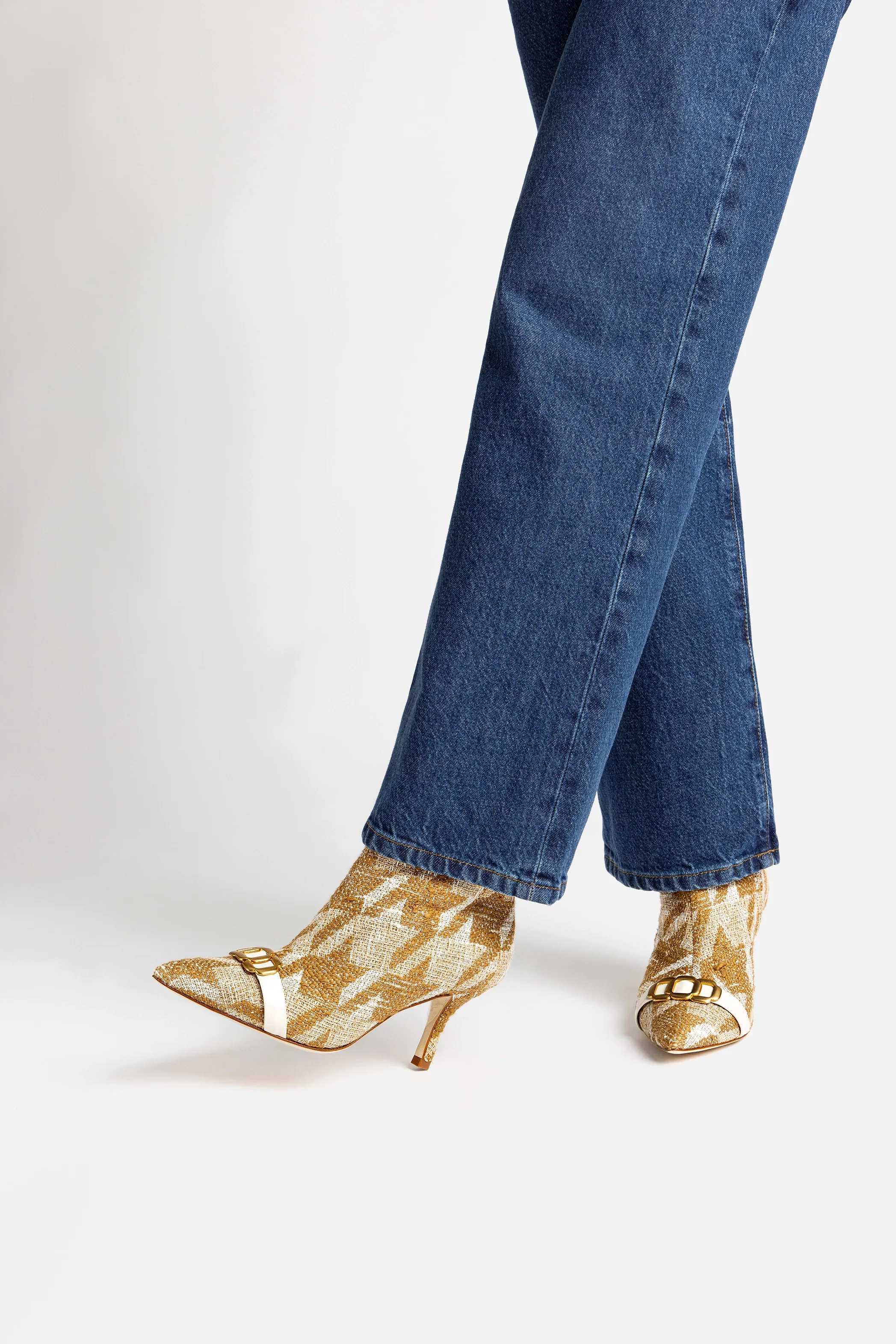 Mini Kate Boot In Latte Houndstooth Fabric