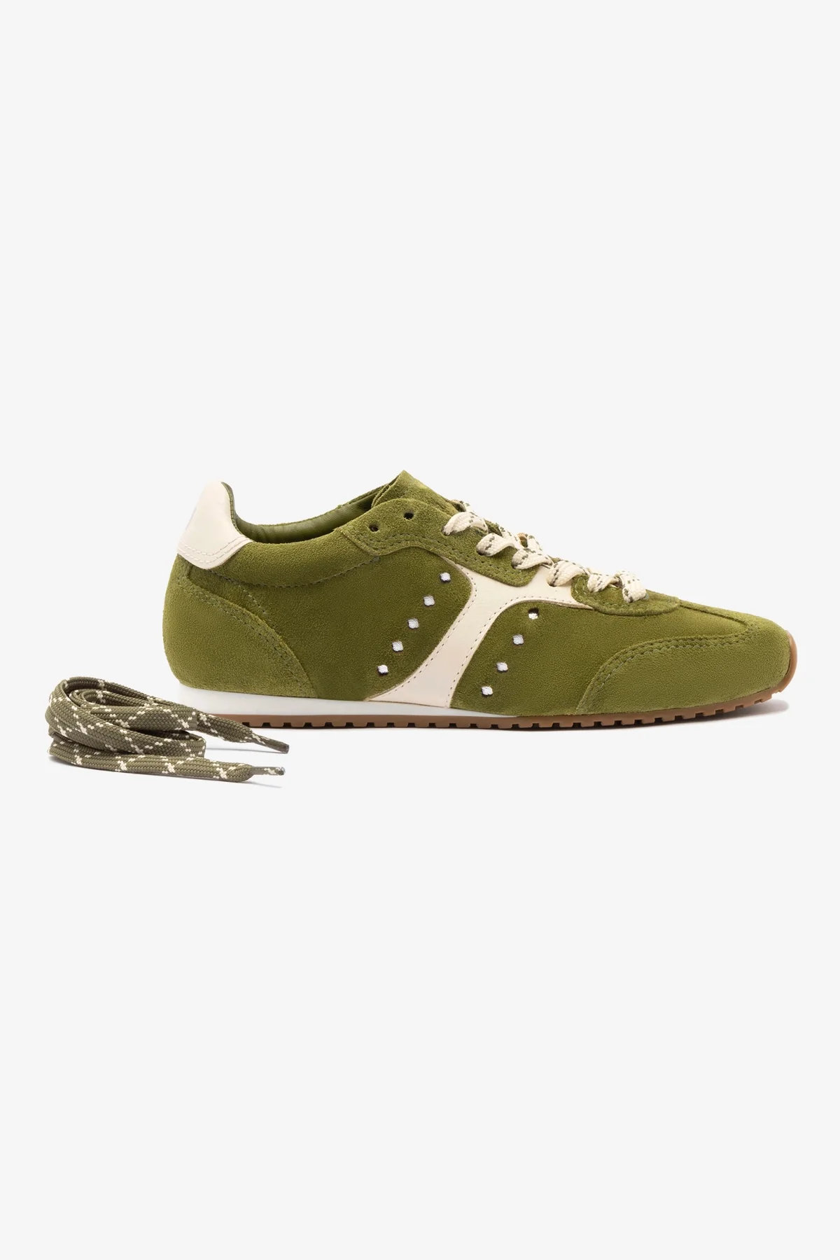 Stella Sneaker In Seaweed Suede and Ivory Leather