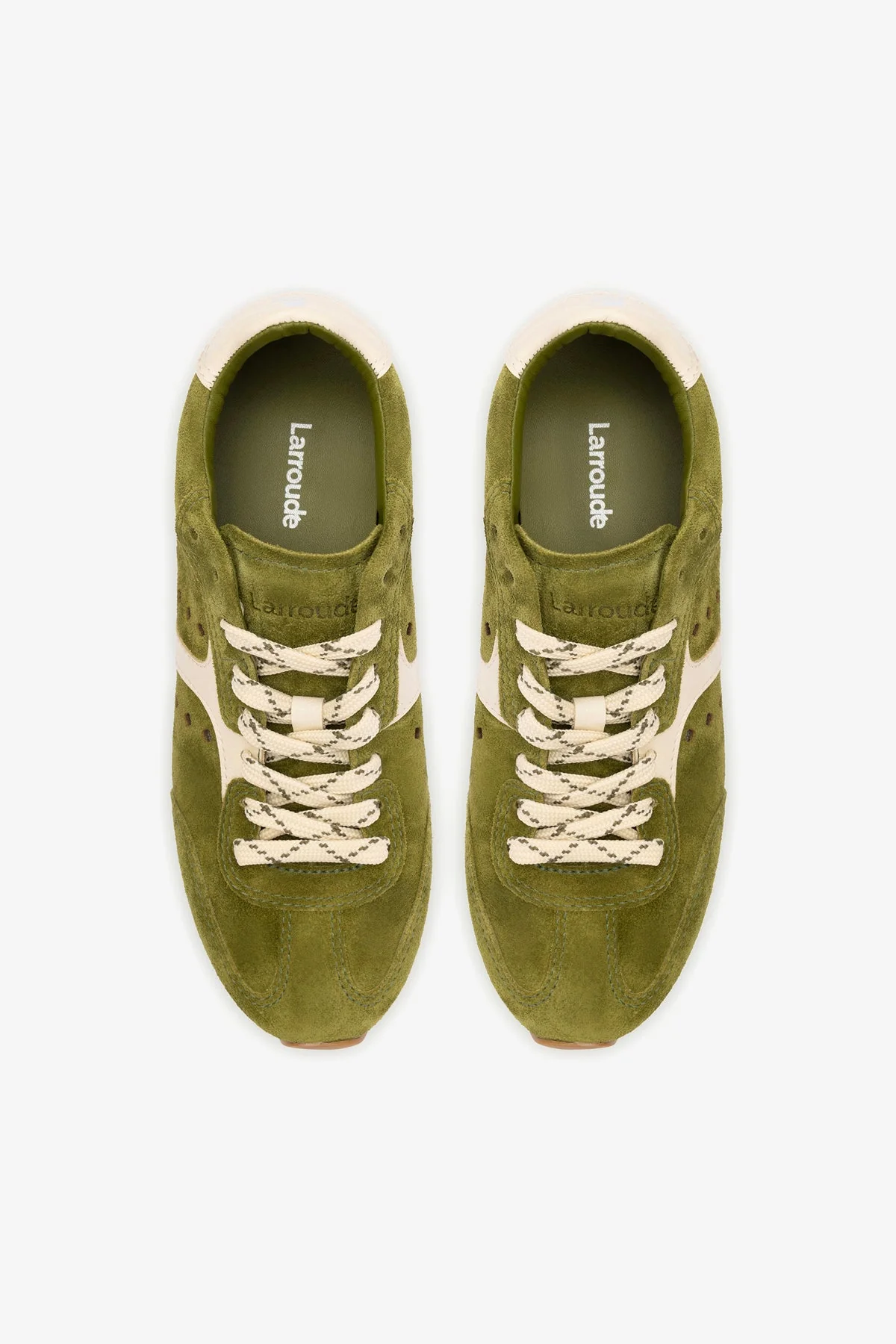 Stella Sneaker In Seaweed Suede and Ivory Leather