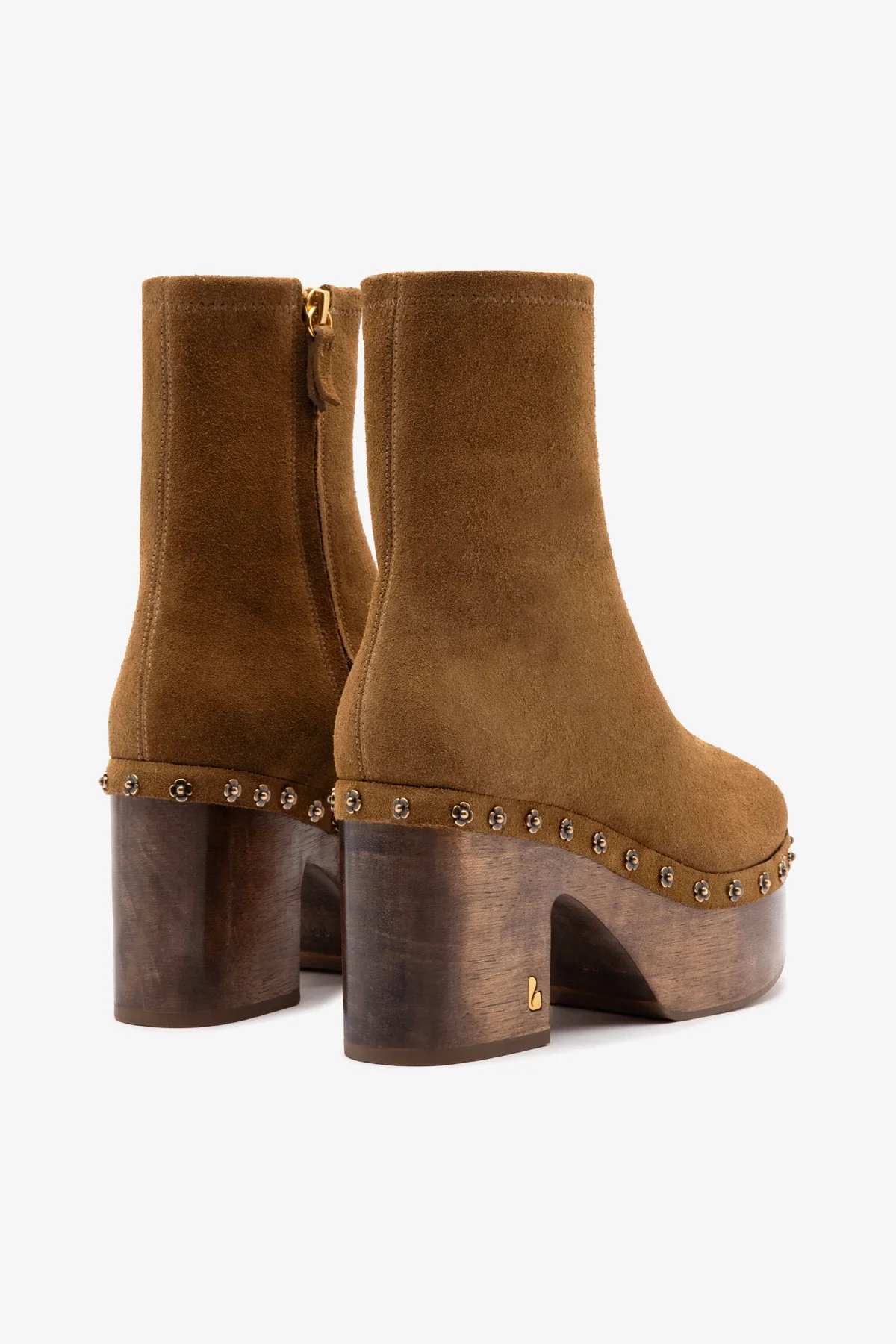 Miso Wooden Platform Boot In Russet Suede