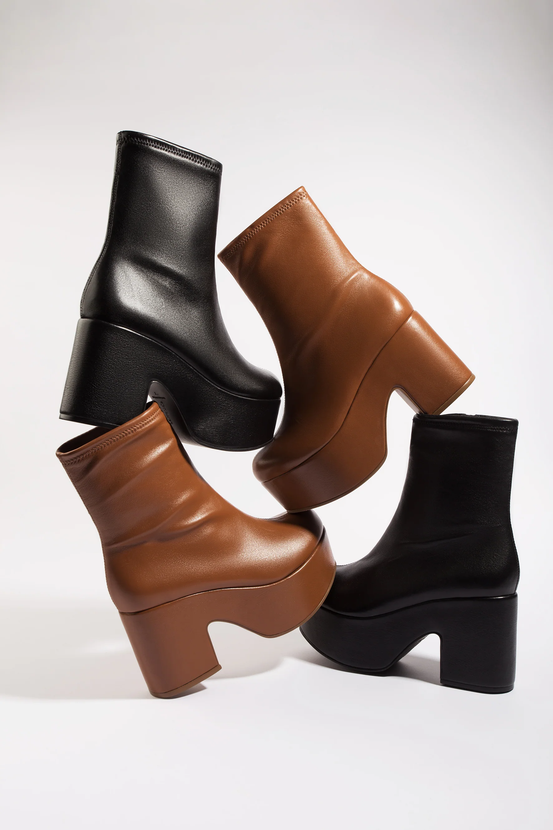 Miso Platform Boot In Caramel Stretch Leather