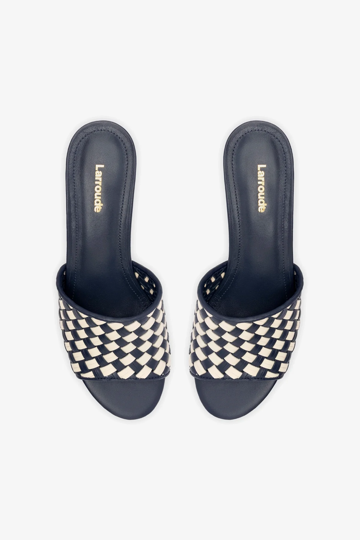 Miso Platform Sandal In Navy and Ivory Leather