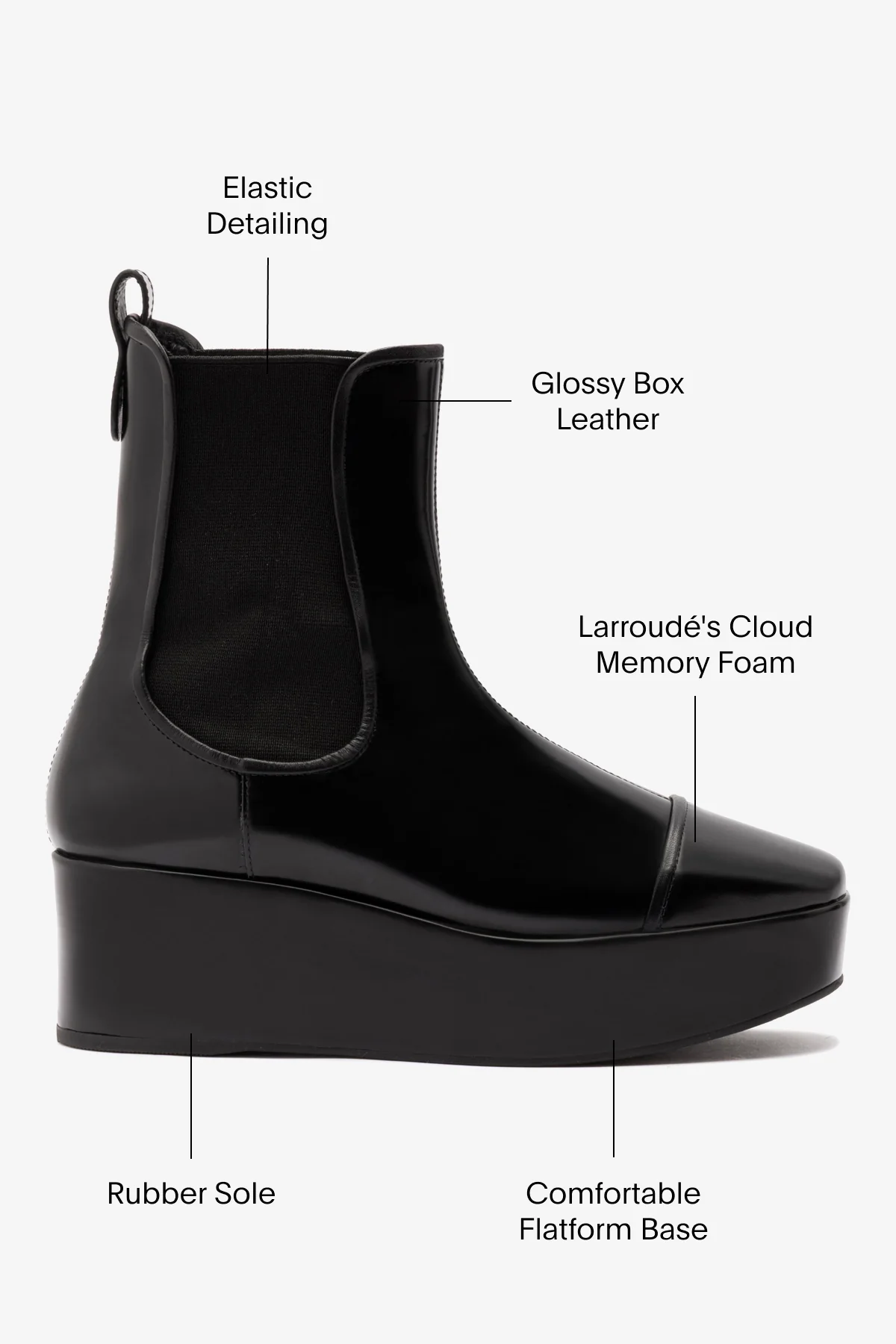 Dani Chelsea Flatform Boot In Black Box Leather