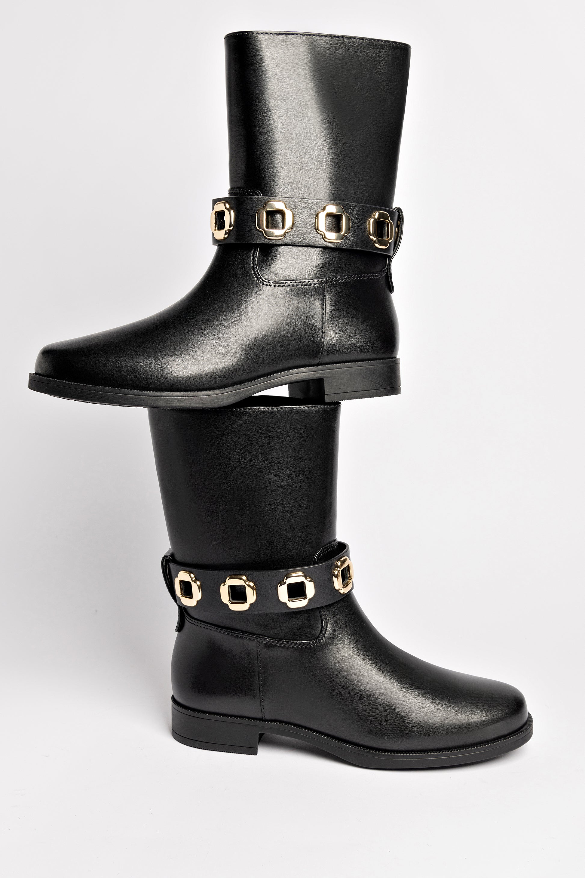 Milan Flat Bootie In Black Water Resistant Leather