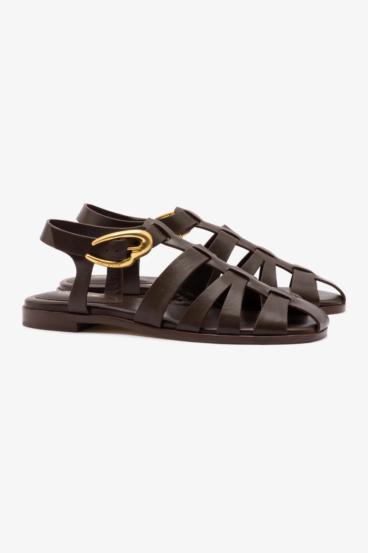 Stevie Flat Sandal In Brown Leather