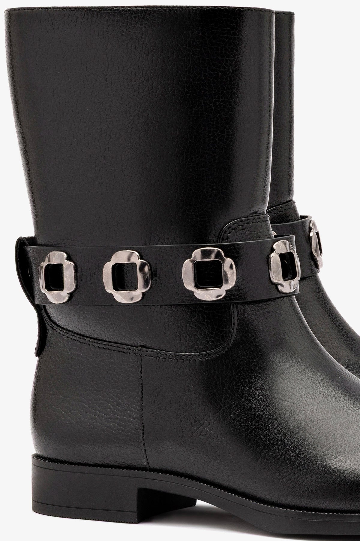 Milan Flat Bootie In Black Leather