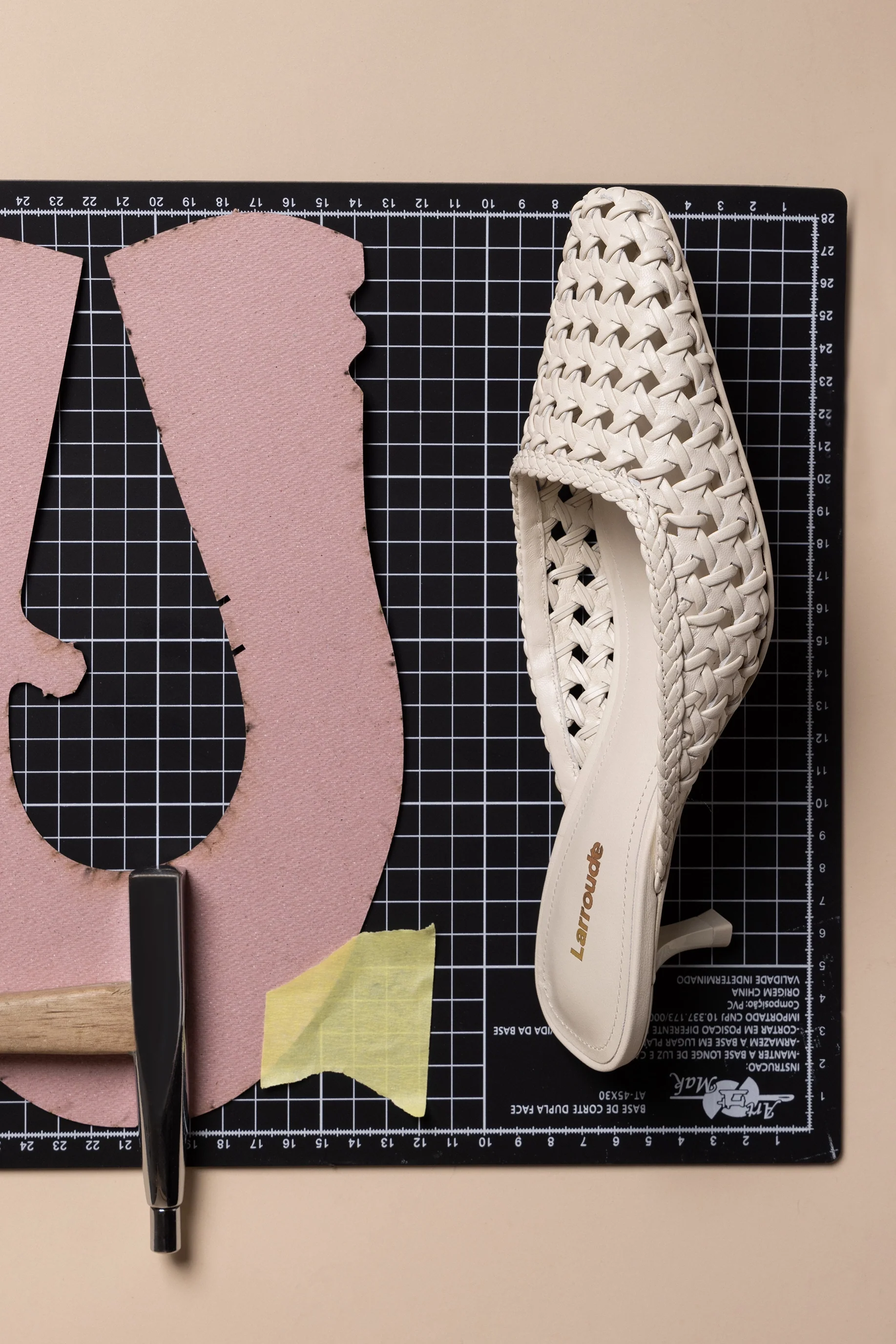 Amal Macrame Mule In Ivory Leather