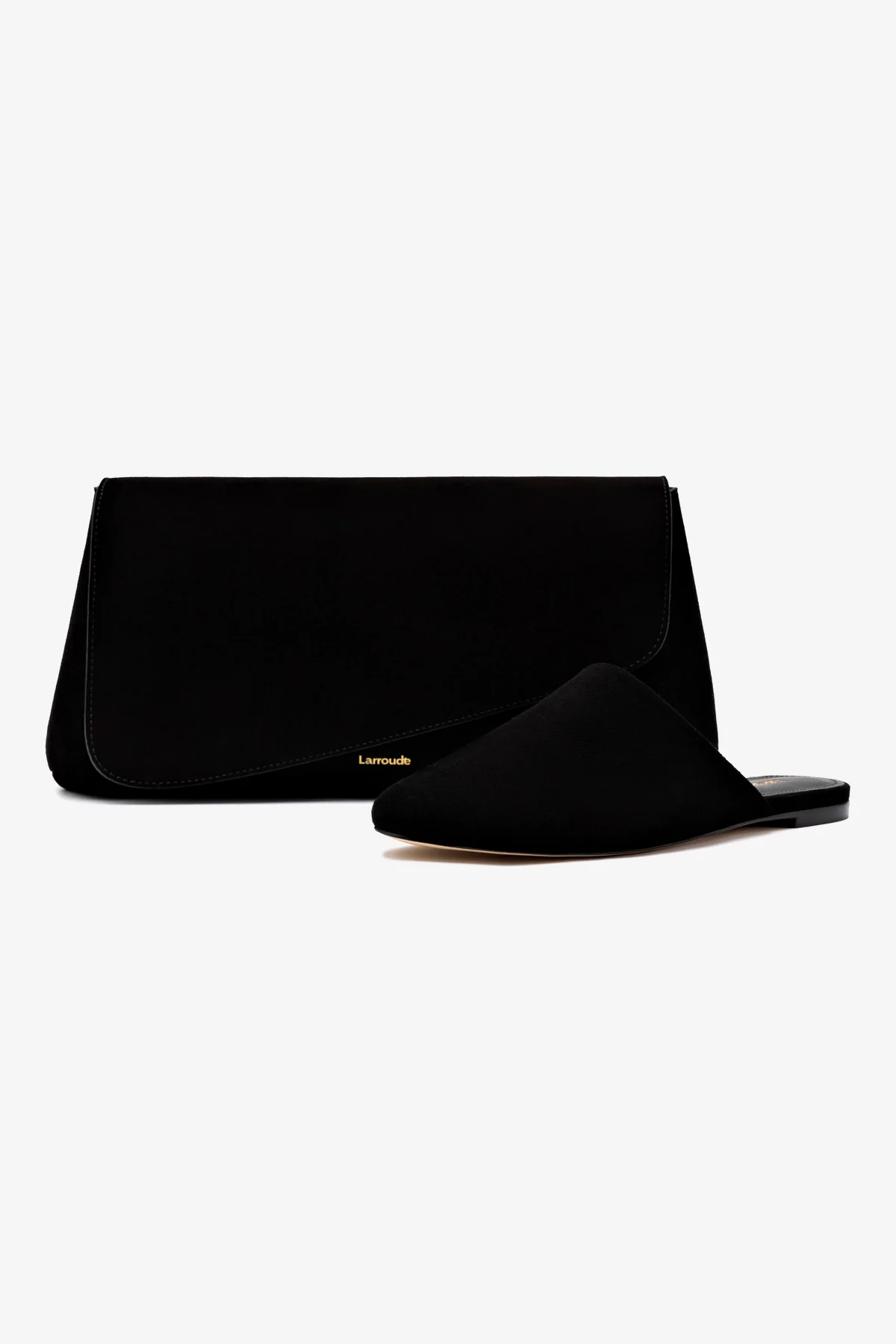 Venice Flat Mule and Pouch Kit In Black Suede