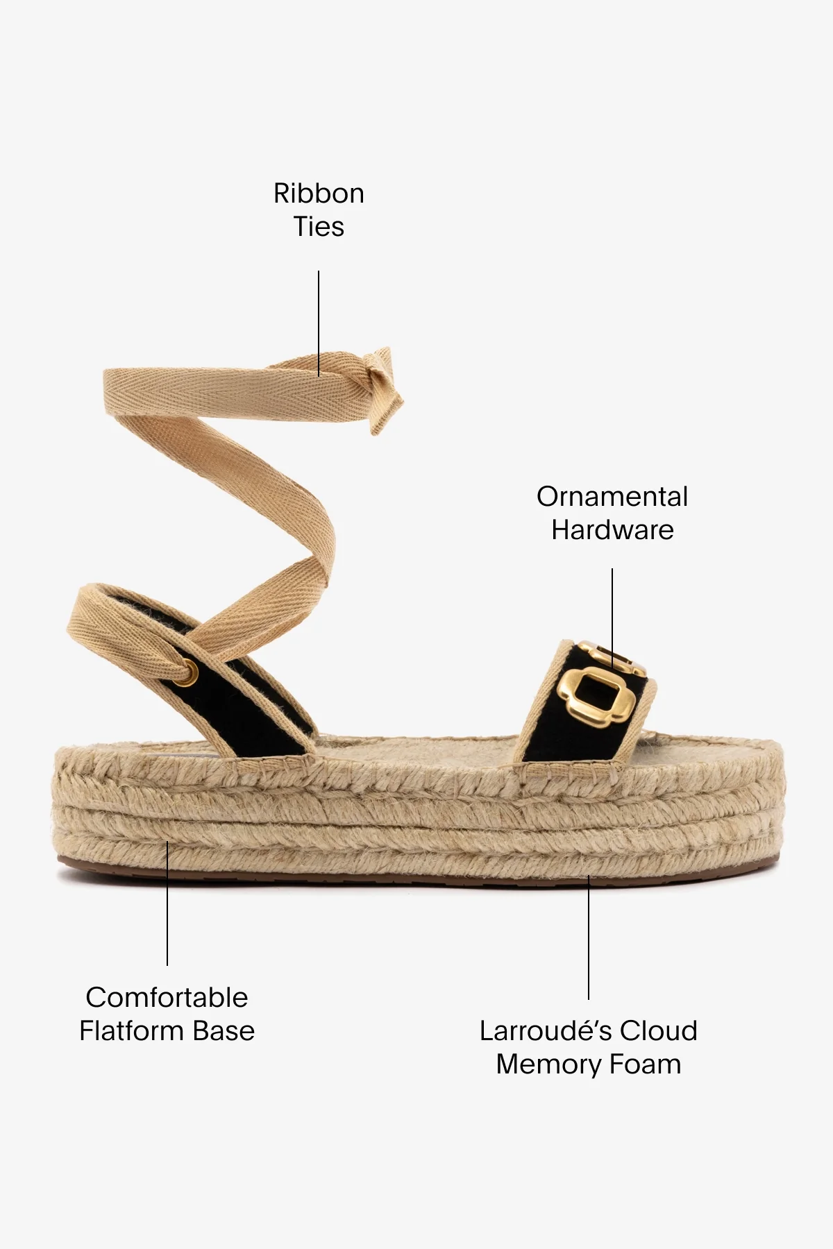 Milan Espadrille Flatform In Black Suede