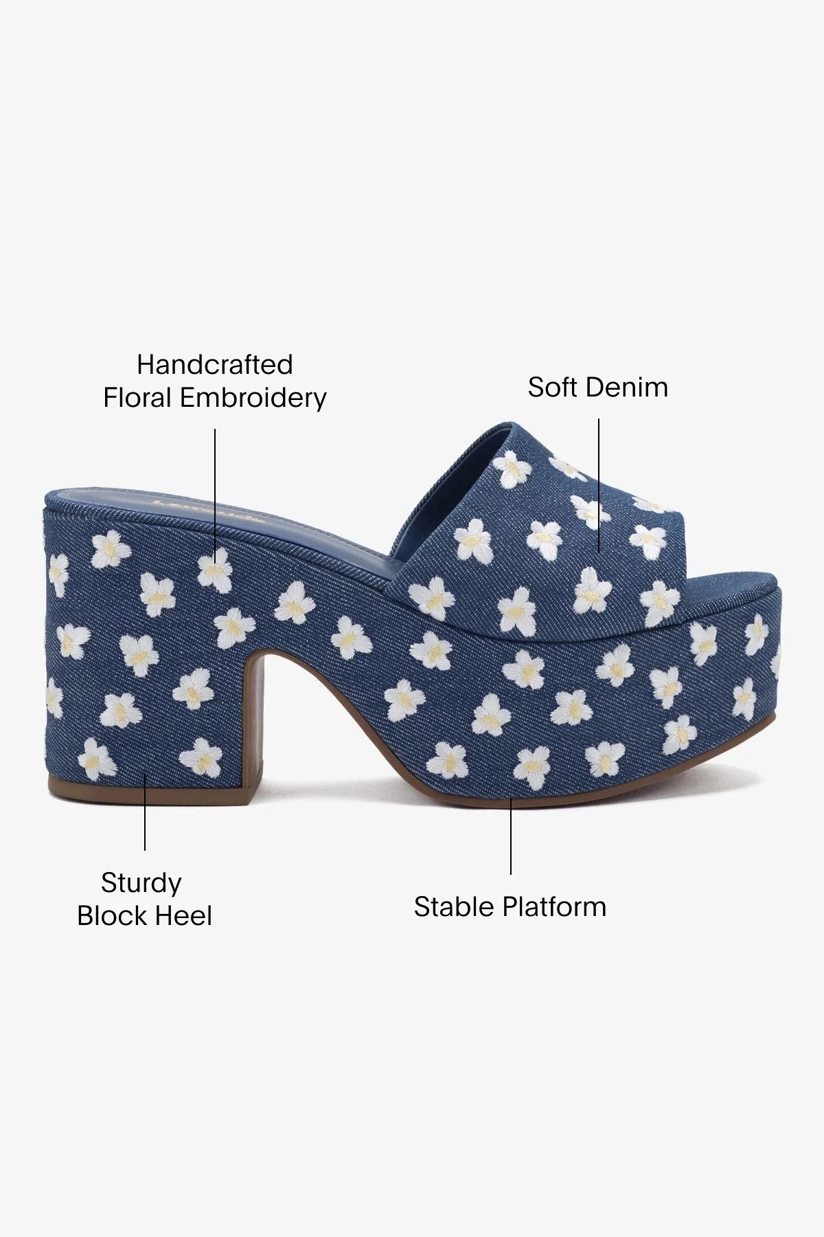 Miso Platform Sandal In Blue Denim