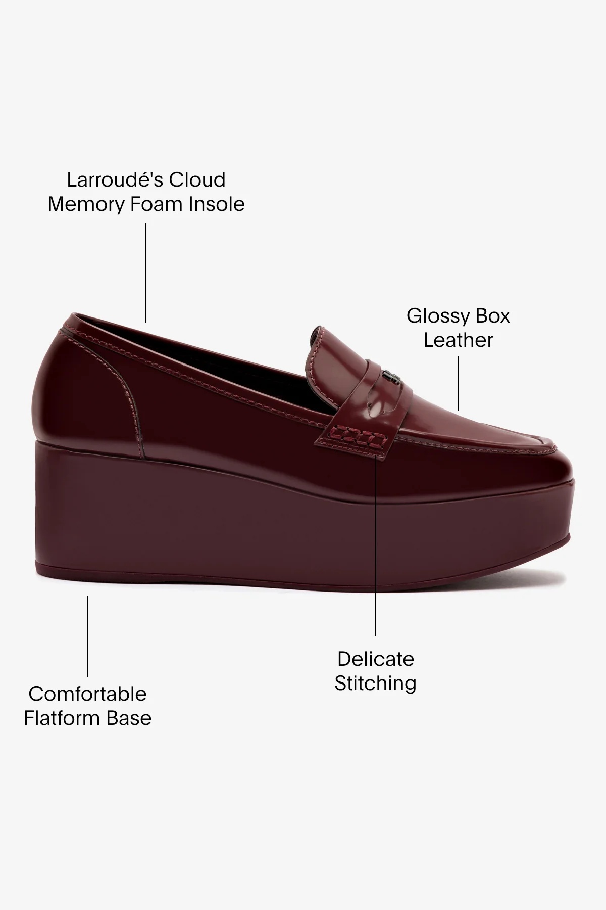 Suki Flatform Loafer In Burgundy Box Leather