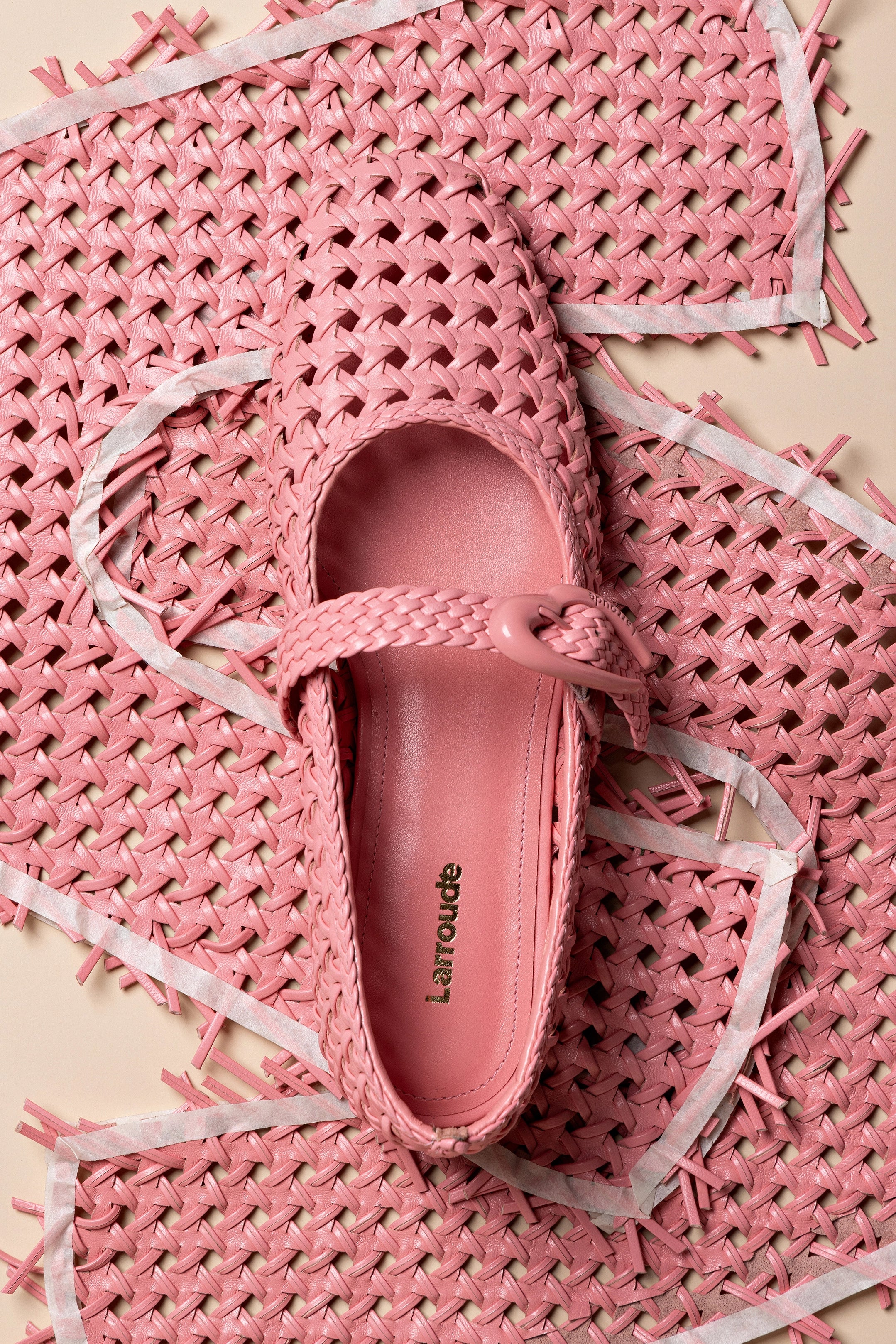 Verona Macrame Ballet Flat In Sorbet Pink Leather