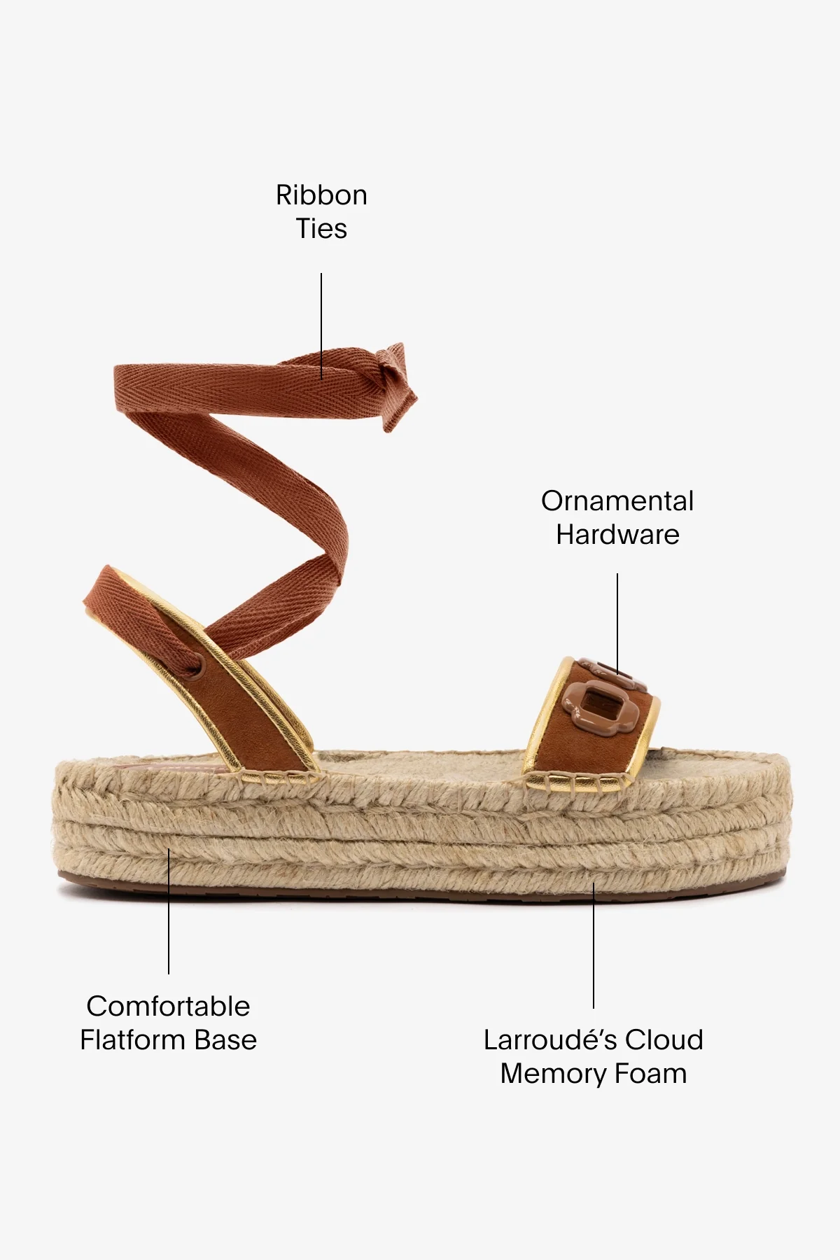 Milan Espadrille Flatform In Caramel Suede
