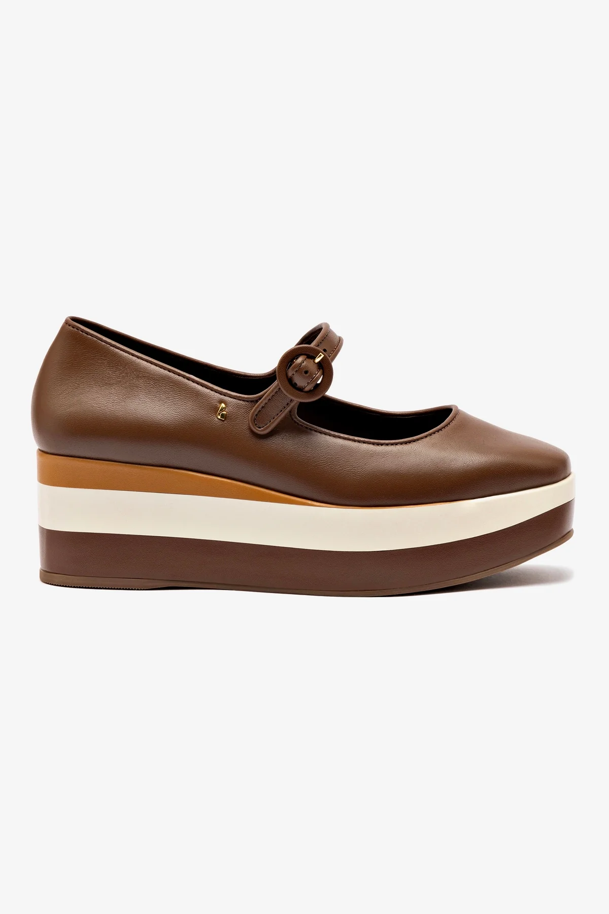 Blair Flatform In Burnt Umber, Biscuit and Ivory Leather