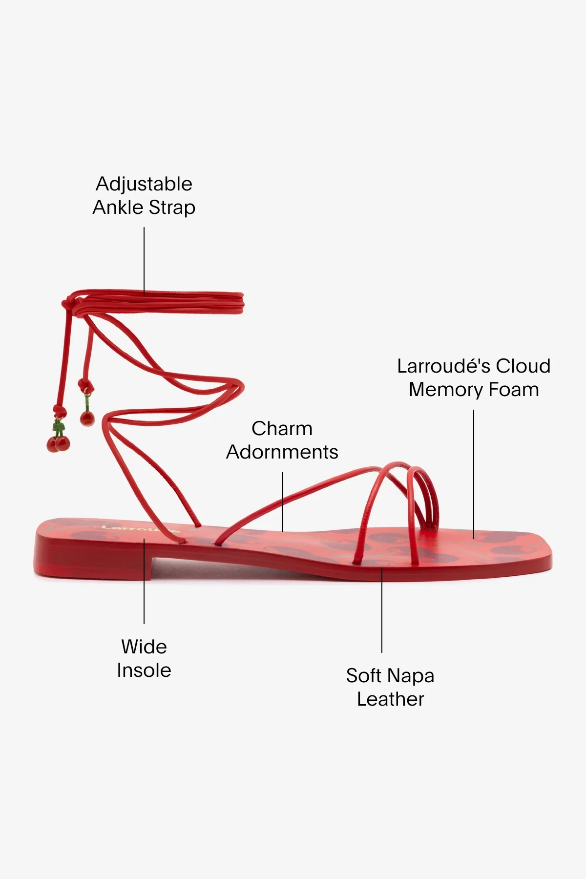 Nadia Flat Sandal In Scarlet Leather