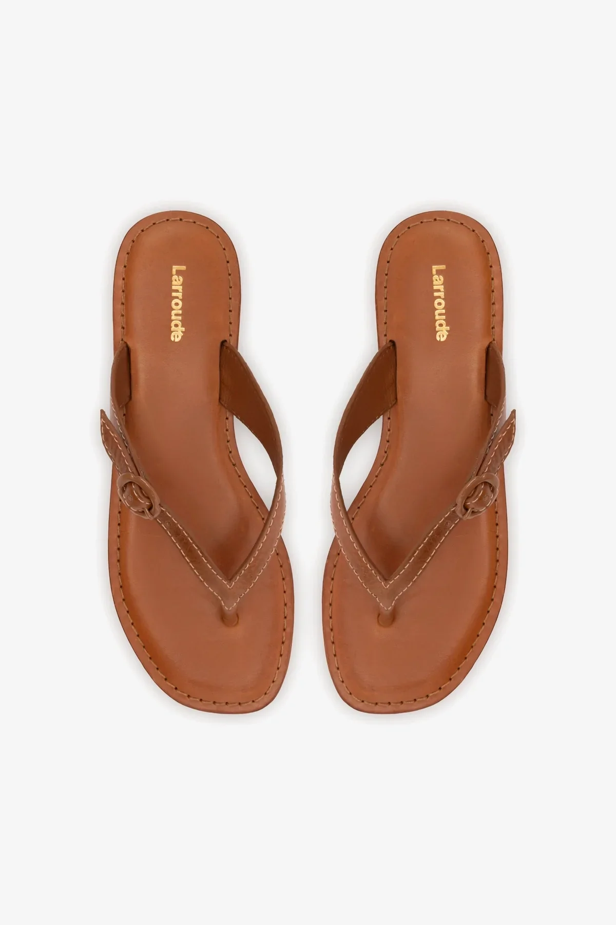 Mary Kate Flat Sandal In Caramel Leather