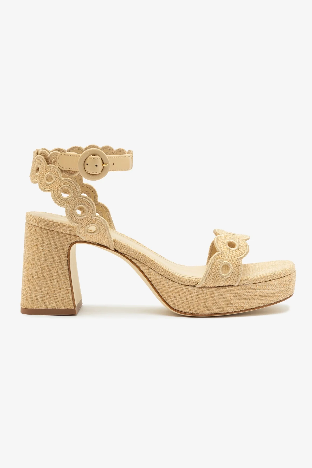 Dolly Broderie Low Sandal In Beige Raffia