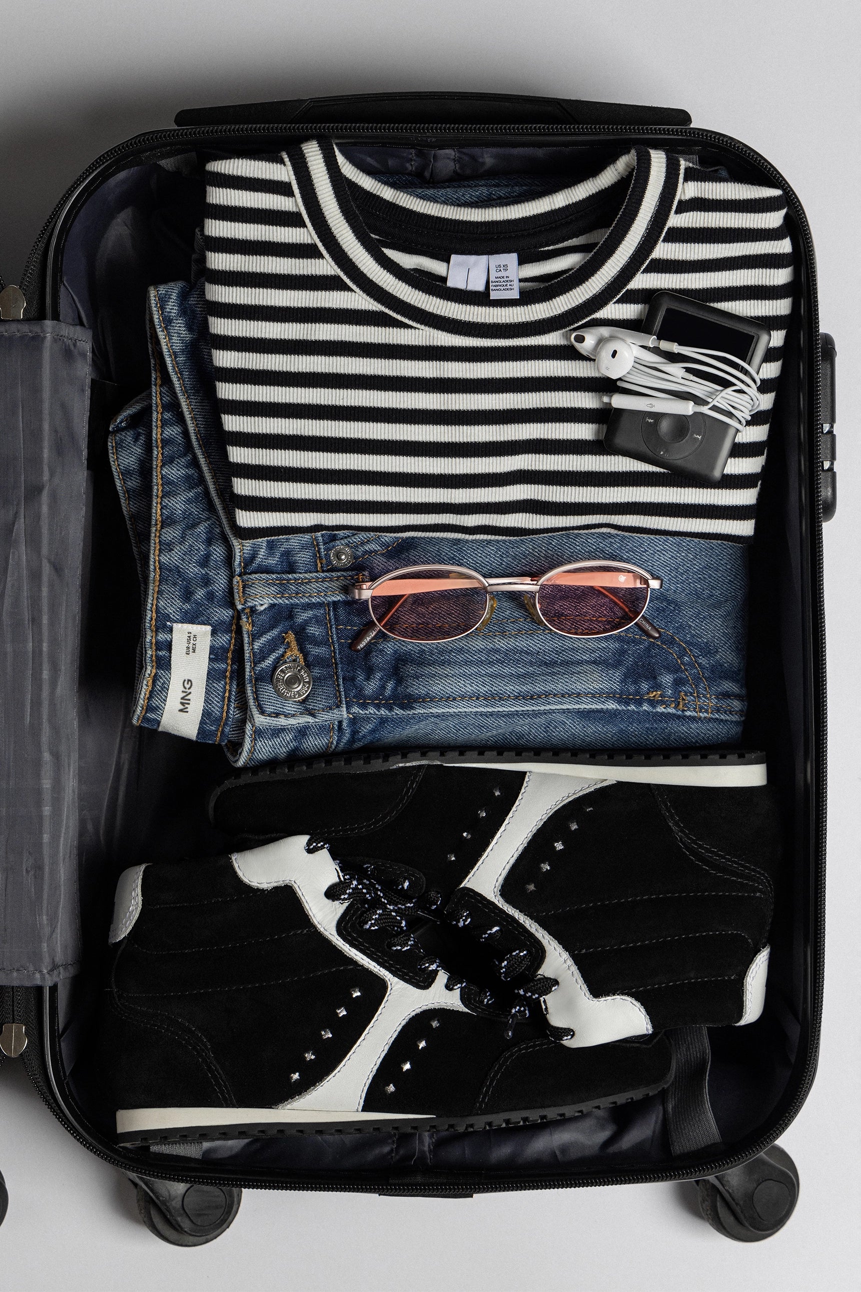 Stella Mid Sneaker In Black Suede and White Leather