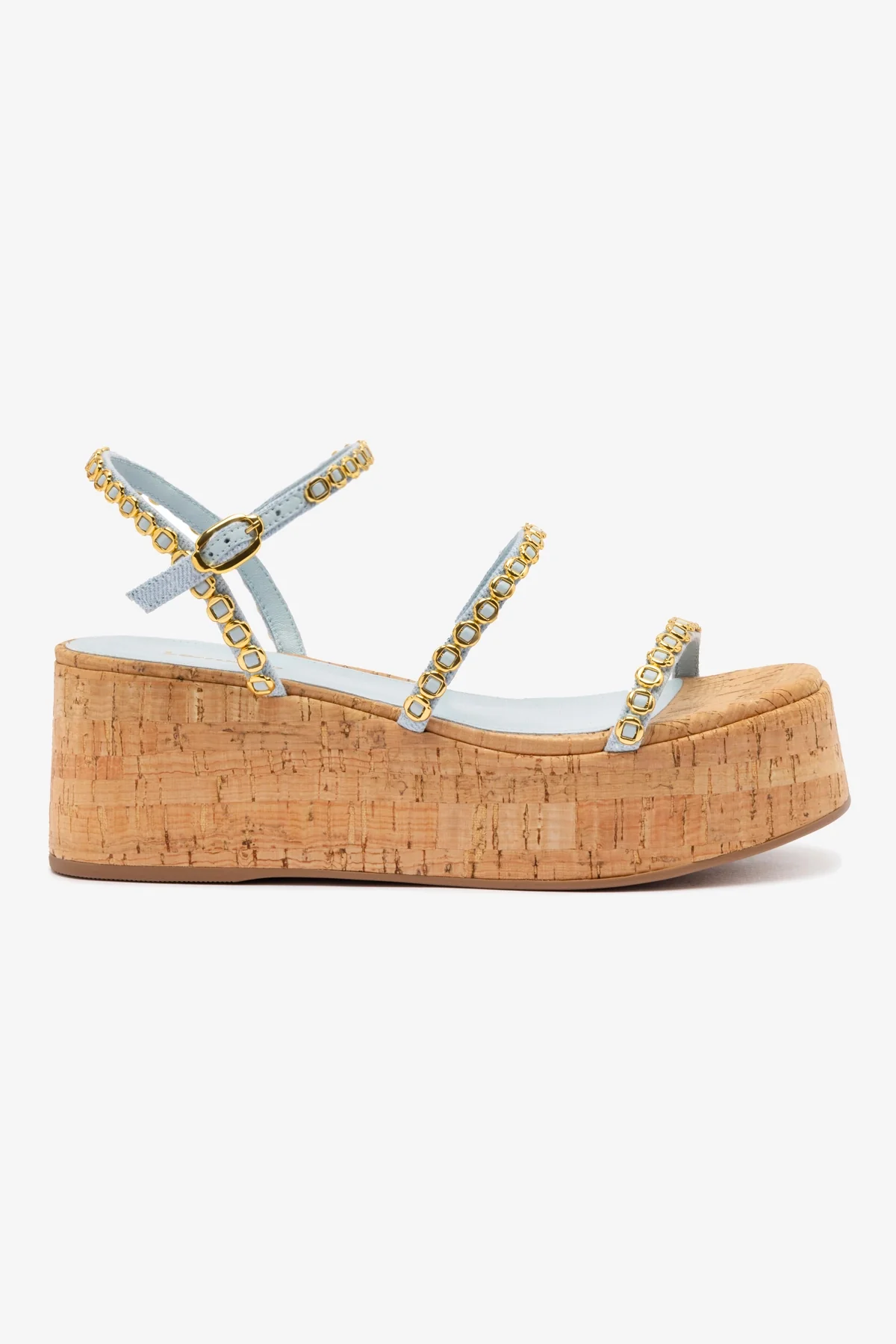 Gio Milanina Flatform In Maya Denim and Natural Cork