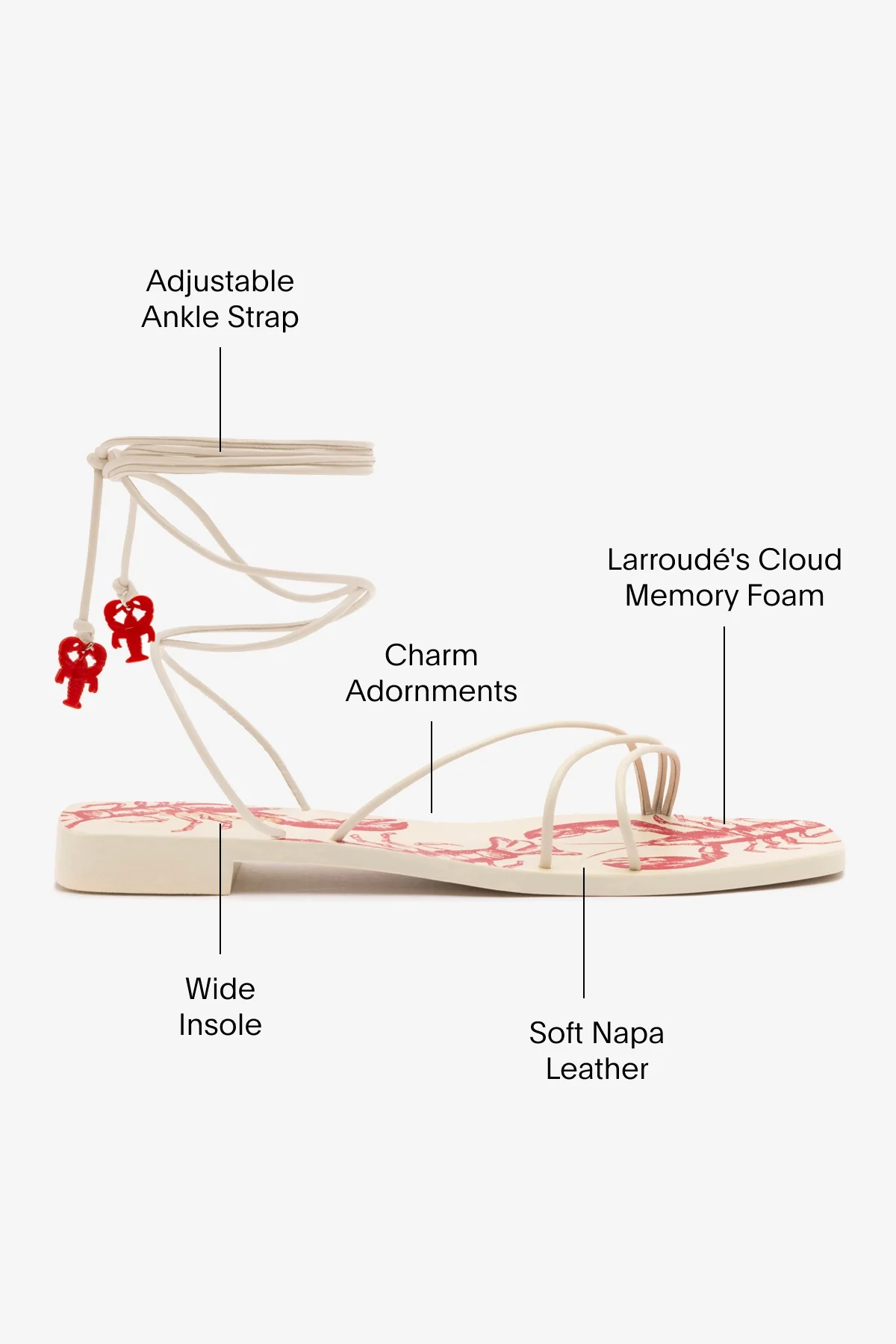 Nadia Flat Sandal In Ivory Leather