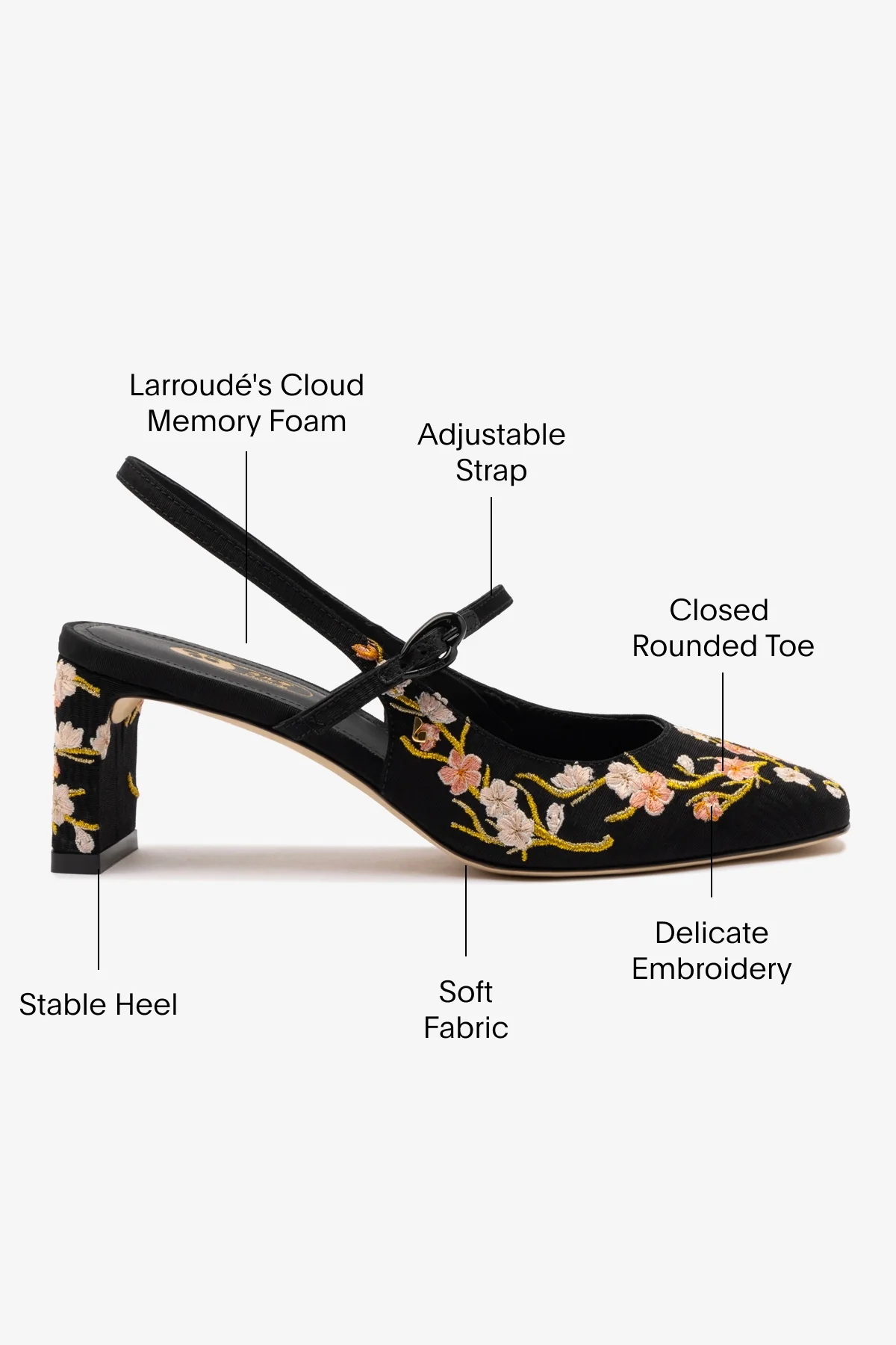 Georgina Pump In Black Sakura Printed Fabric