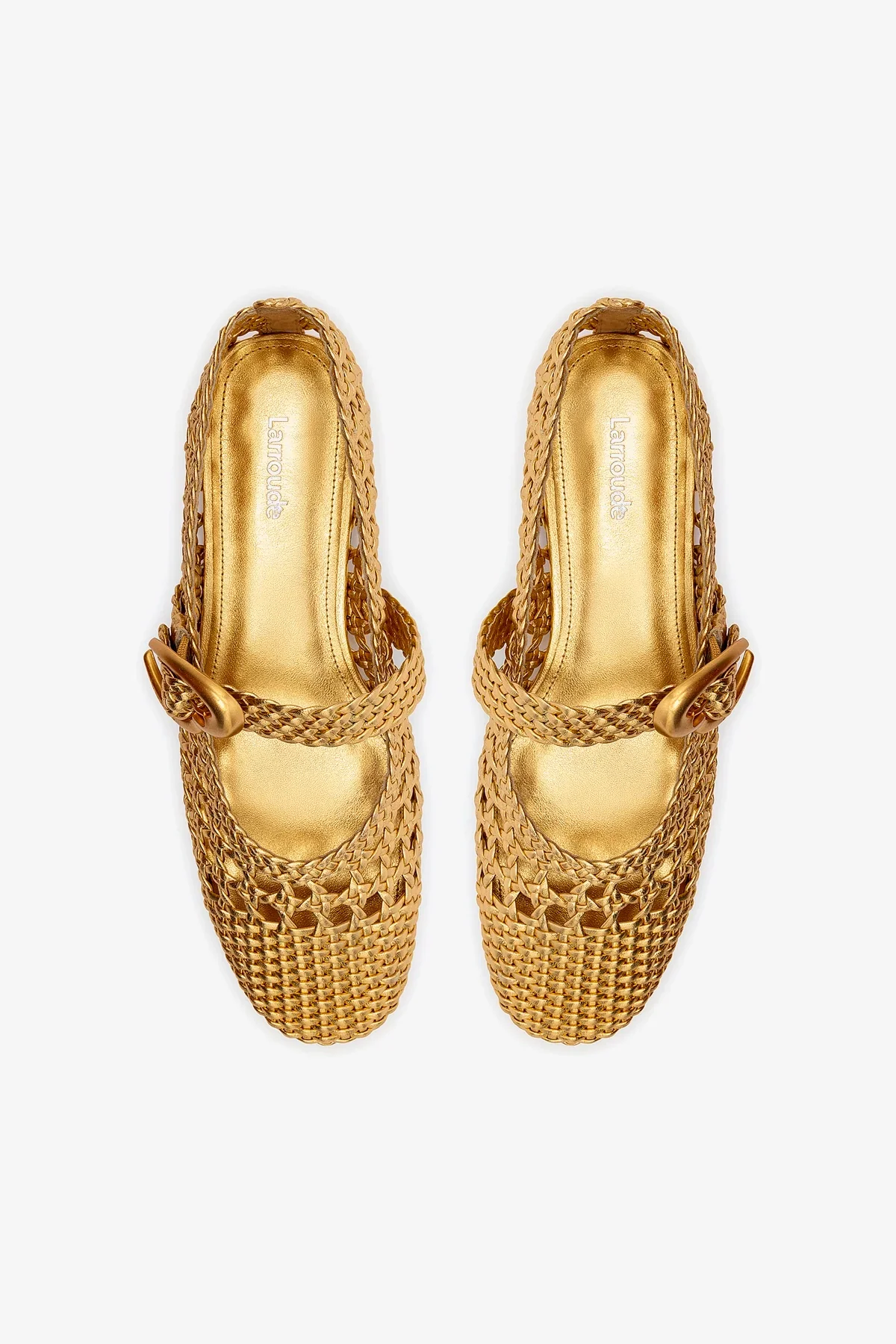Verona Macrame Ballet Flat In Gold Metallic Leather