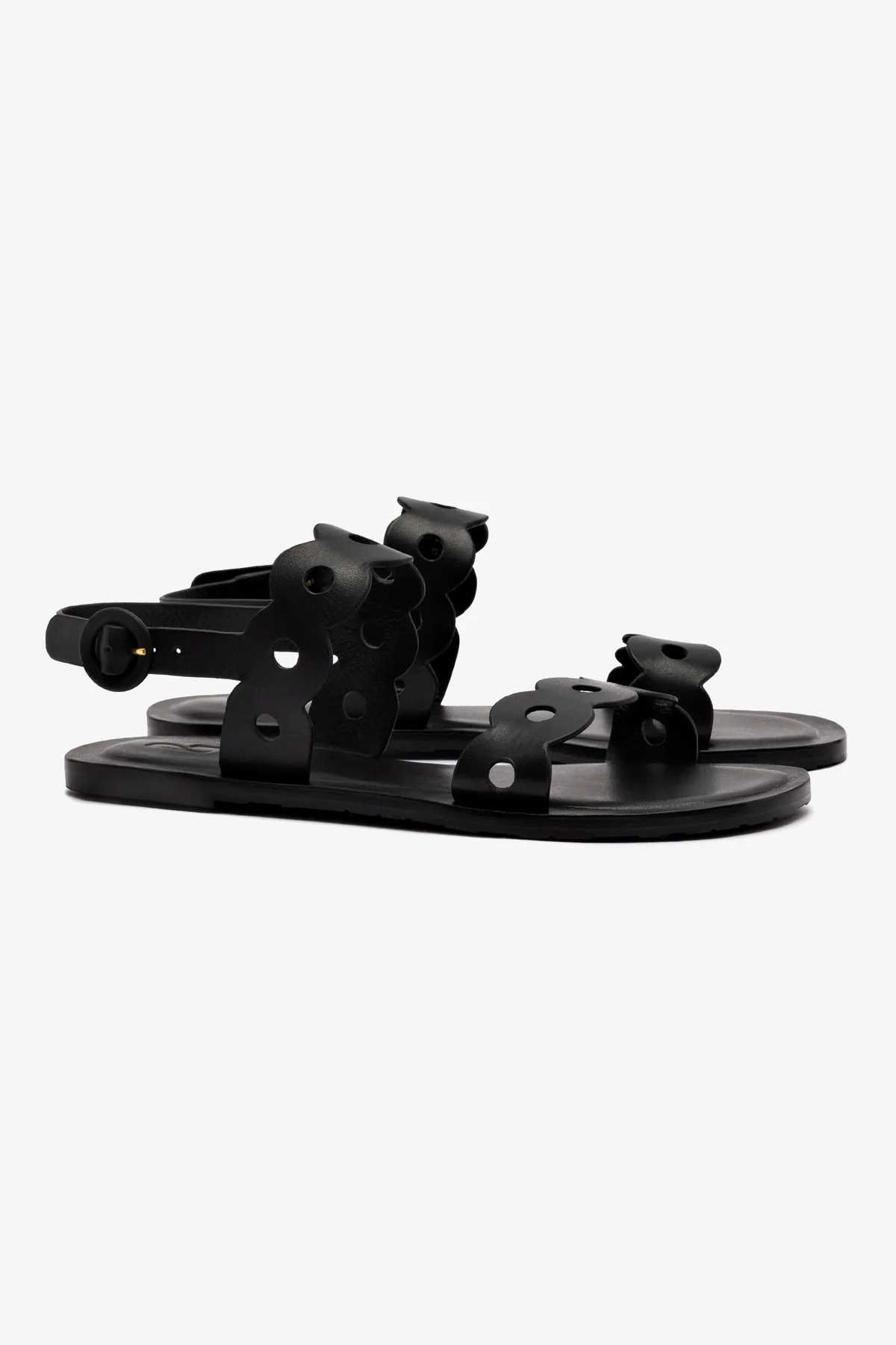 Florence Flat Sandal In Black Leather