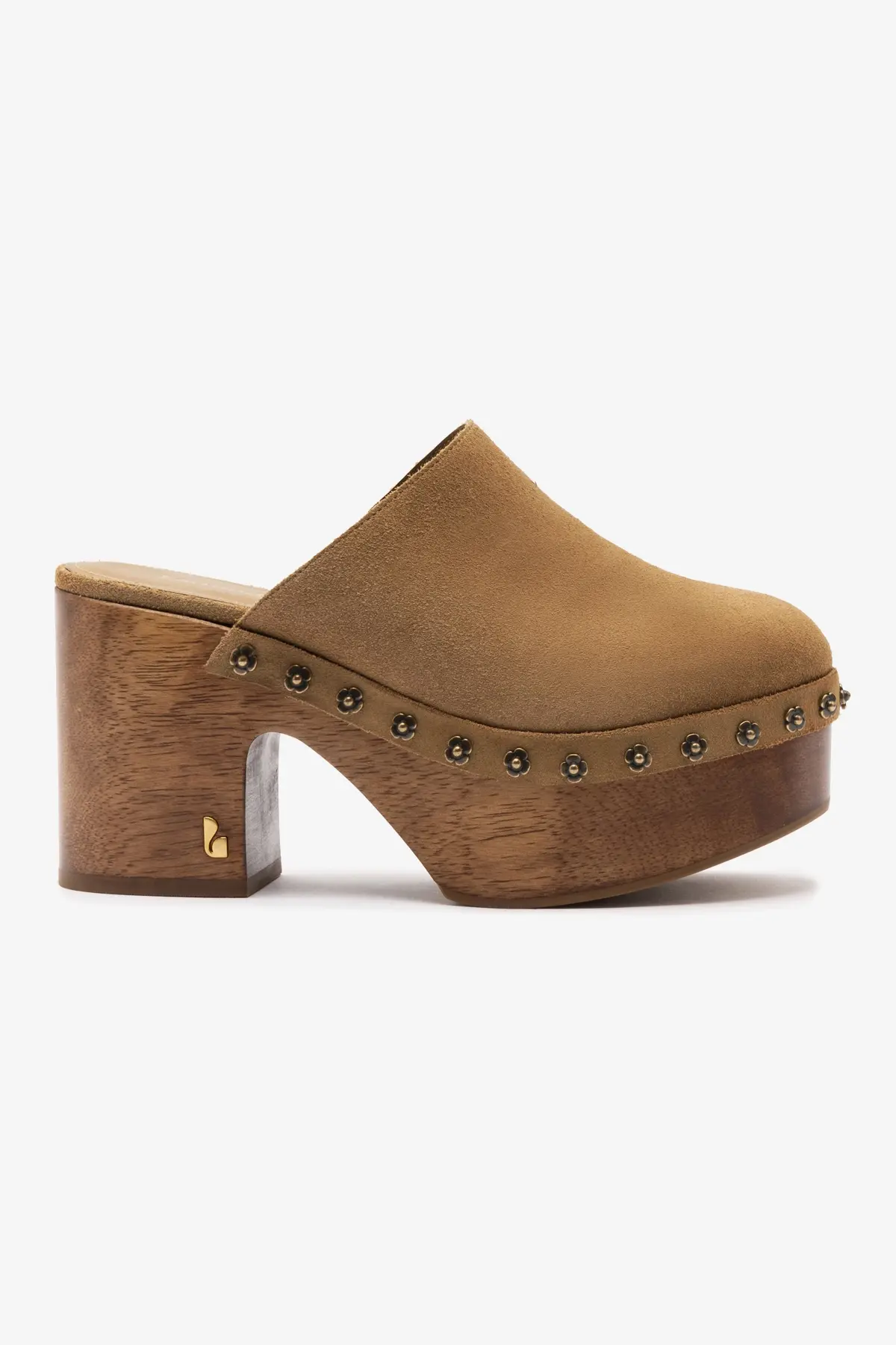 Miso Wooden Platform Clog In Peanut Suede