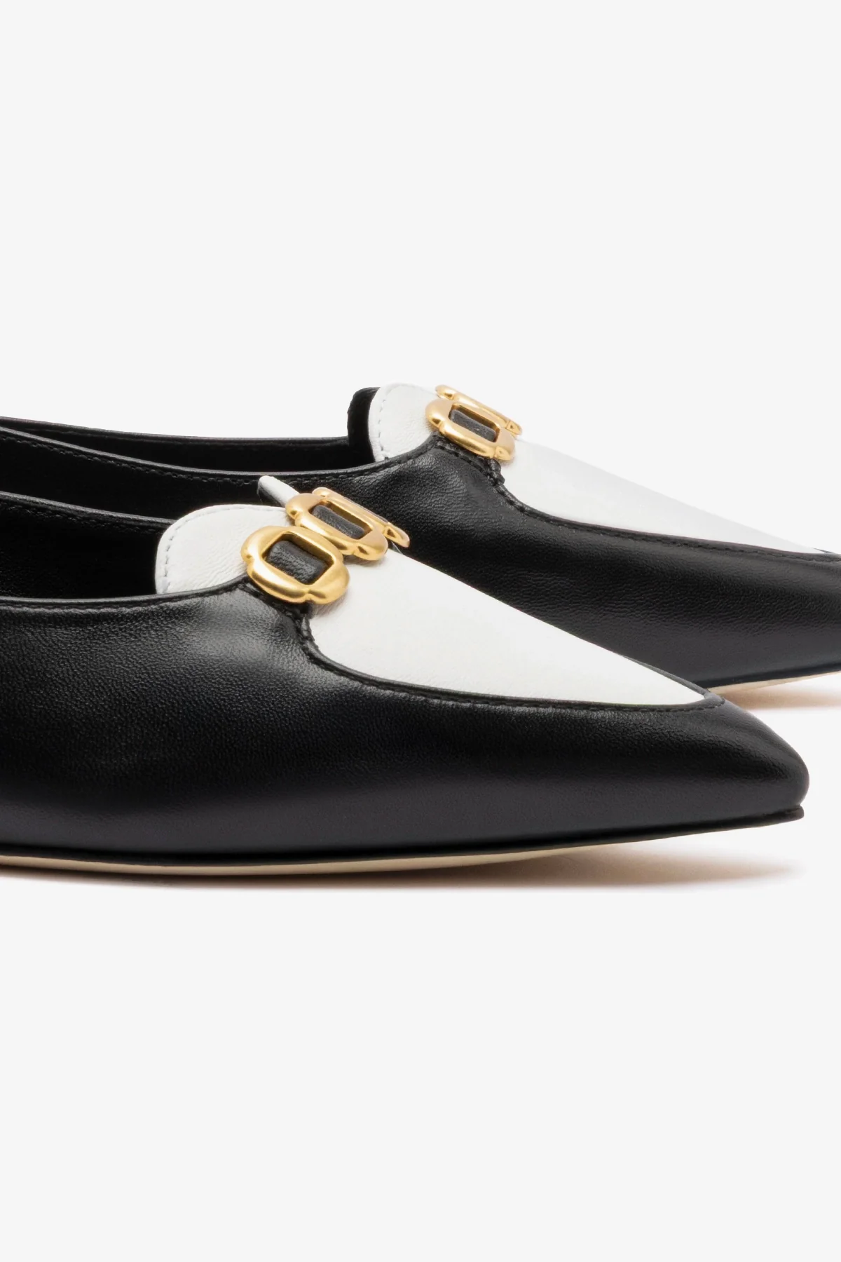 Audrey Flat In Black and White Leather