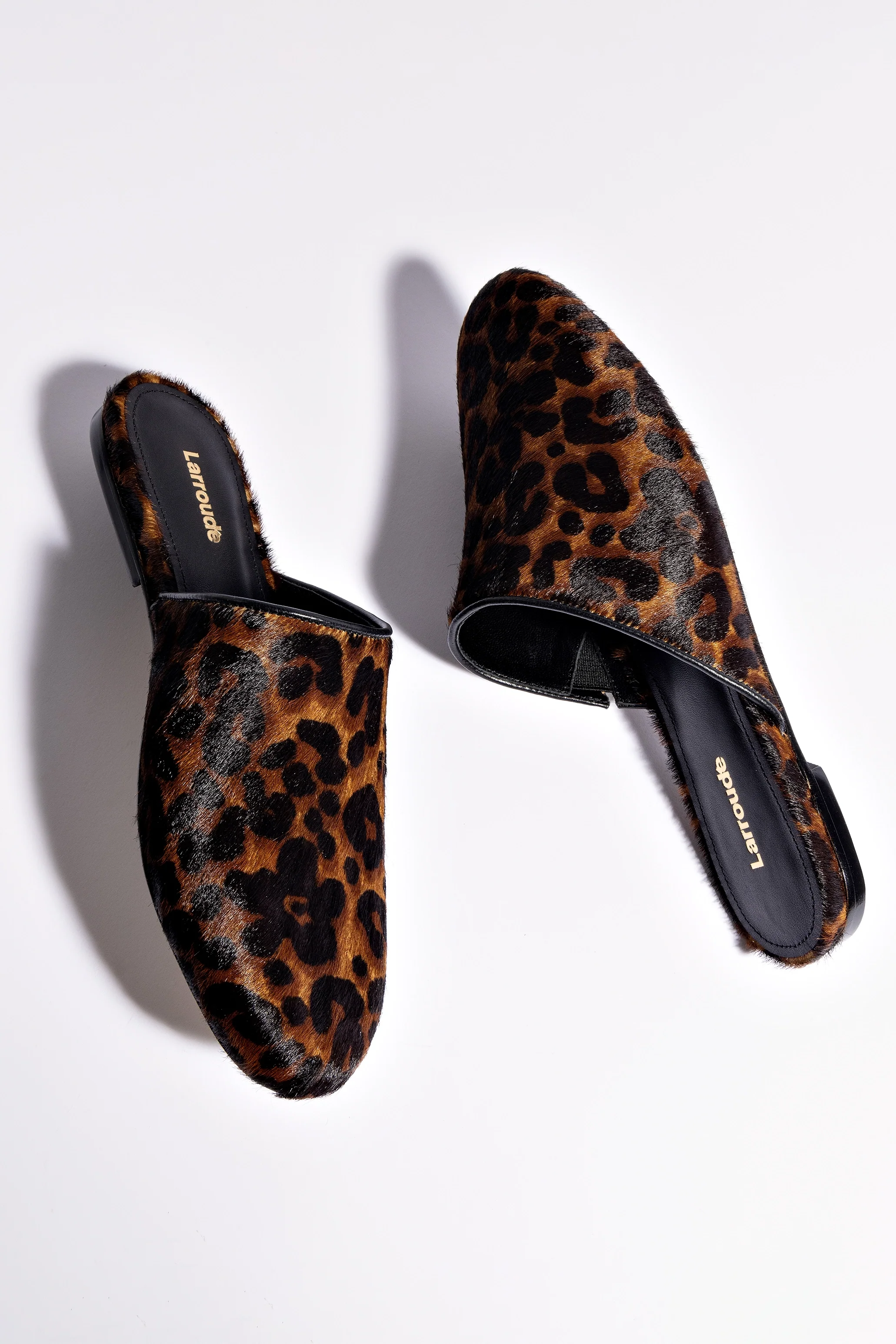 Venice Flat Mule In Leopard Print Calf Hair