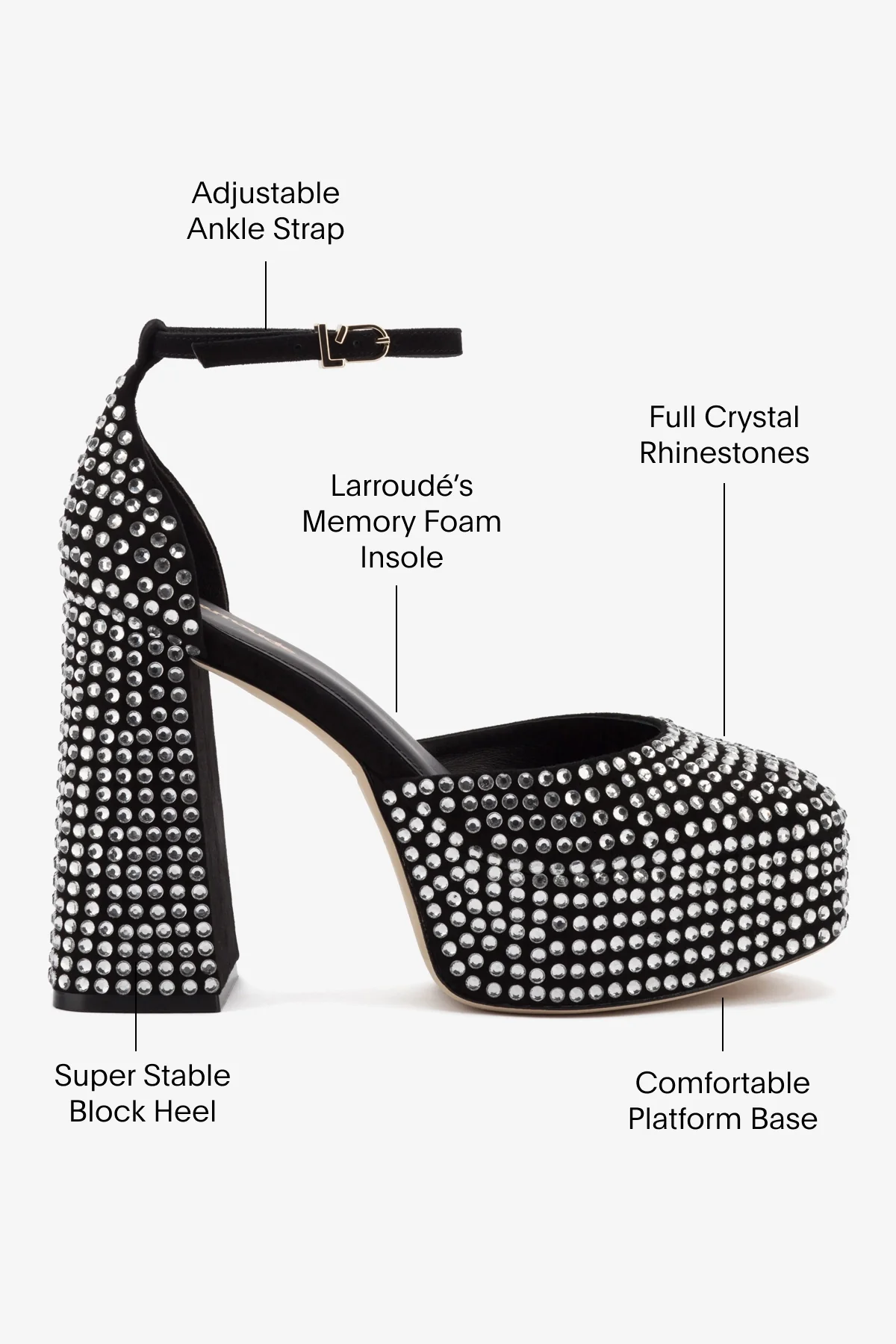 Ari Crystal Pump In Black Suede