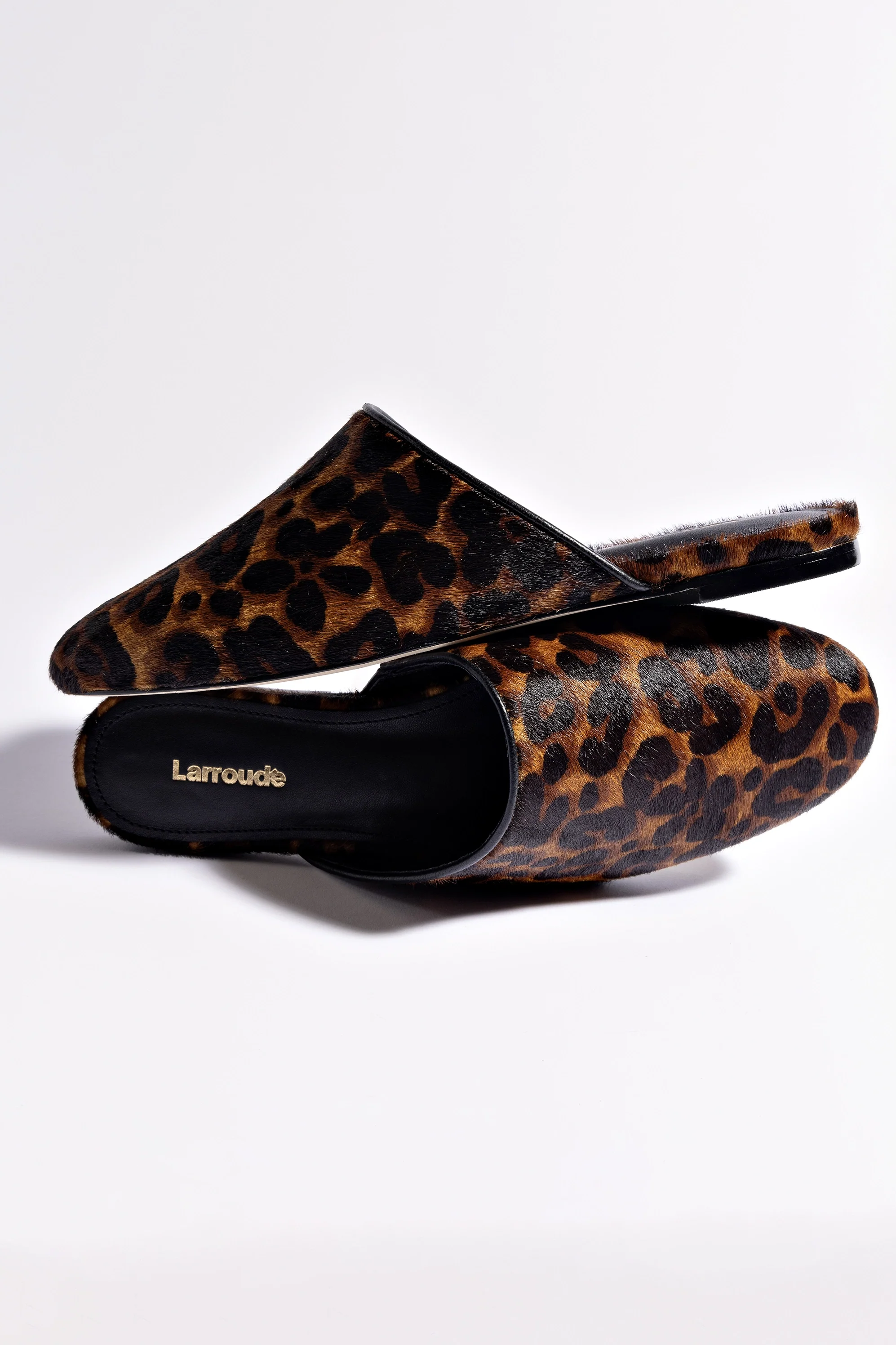 Venice Flat Mule In Leopard Print Calf Hair