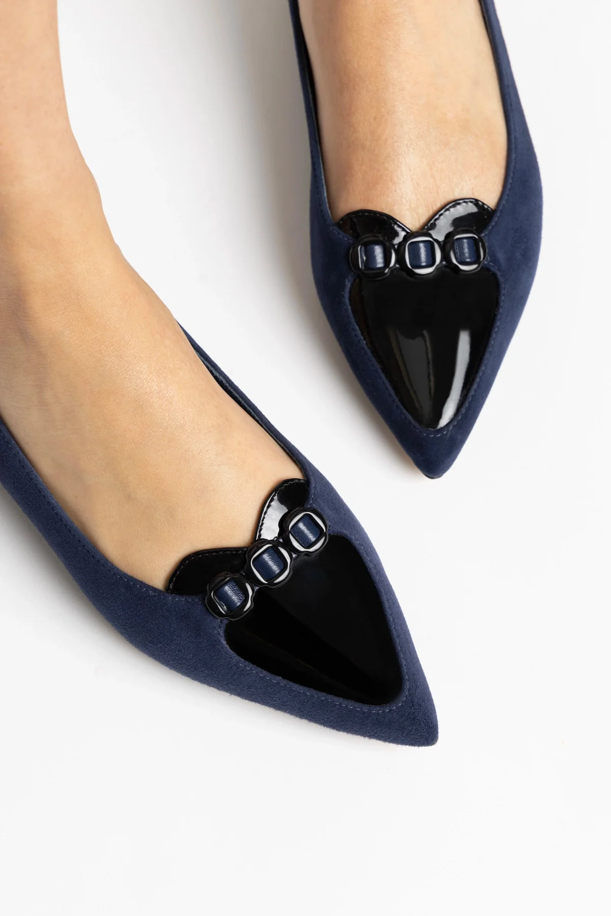 Audrey Flat In Navy Suede