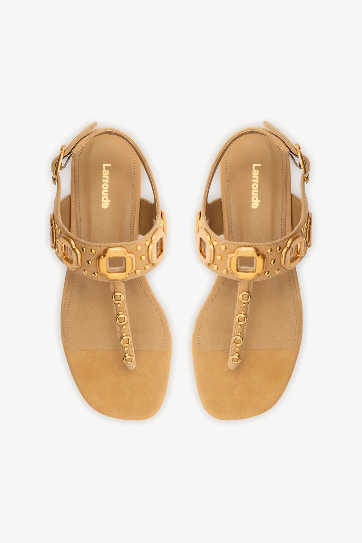 Milan Studs Thong Sandal In Peanut Suede
