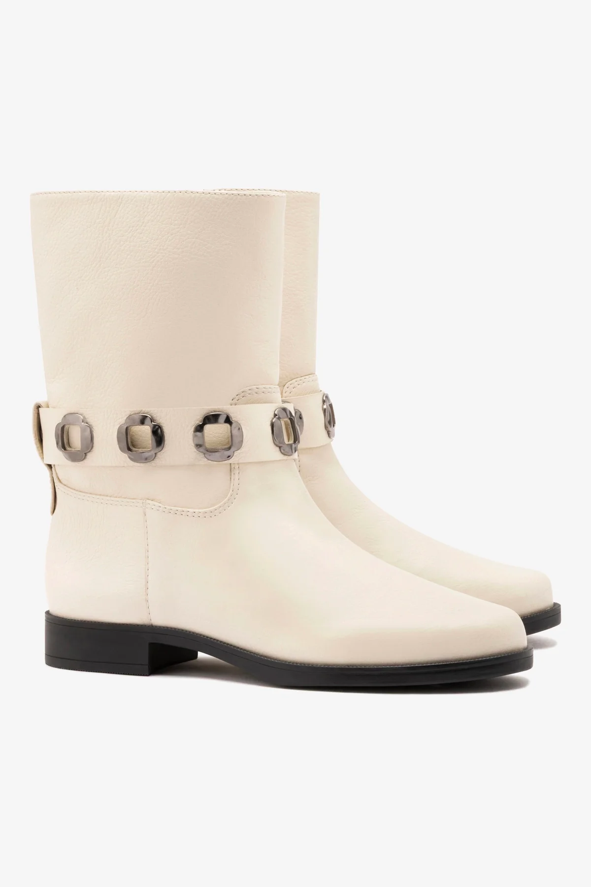 Milan Flat Bootie In Ivory Leather