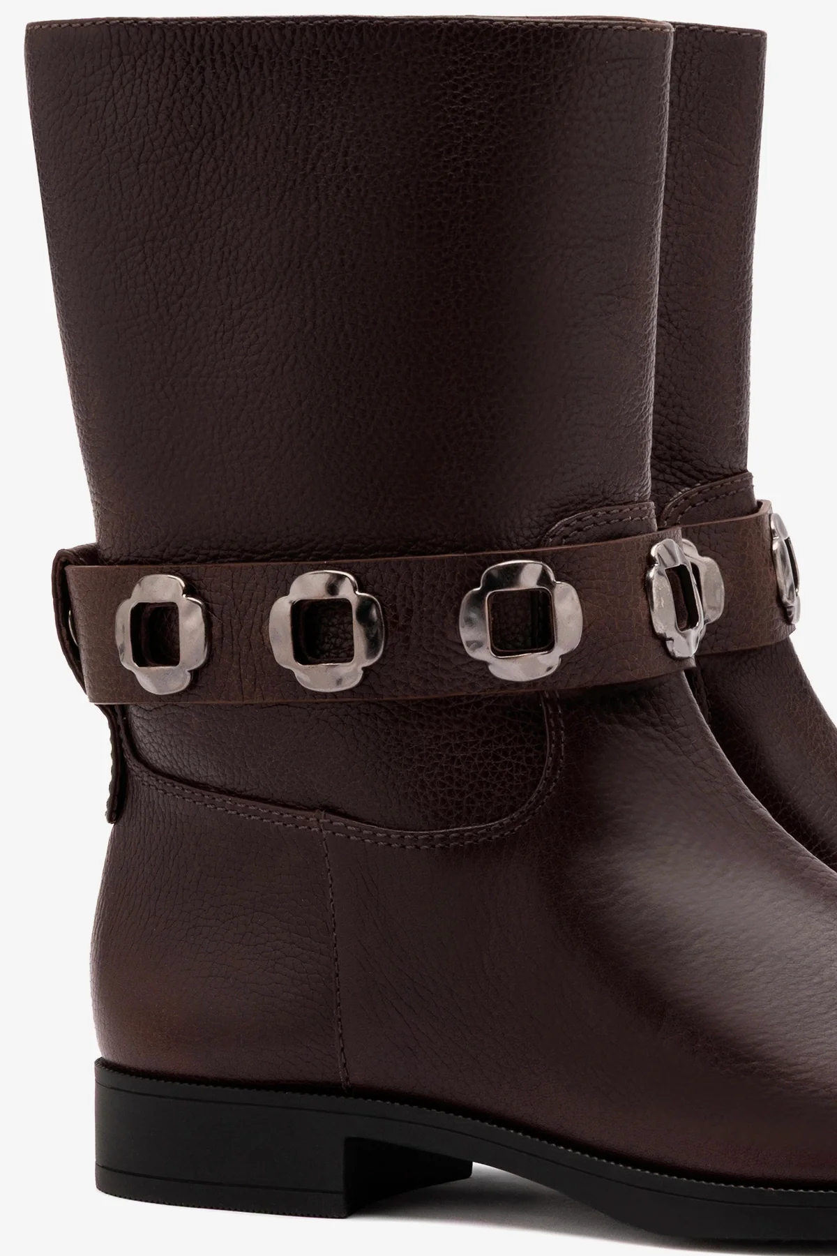 Milan Flat Bootie In Brown Leather