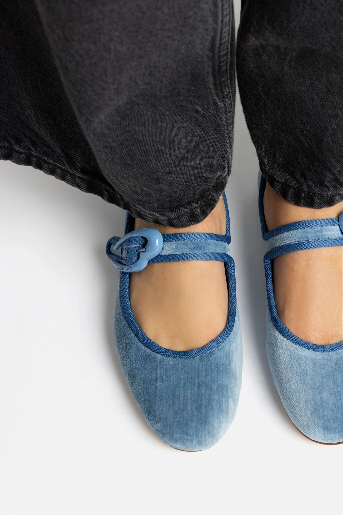 Verona Ballet Flat In French Blue Velvet