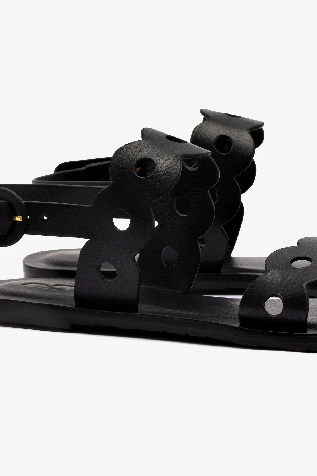 Florence Flat Sandal In Black Leather