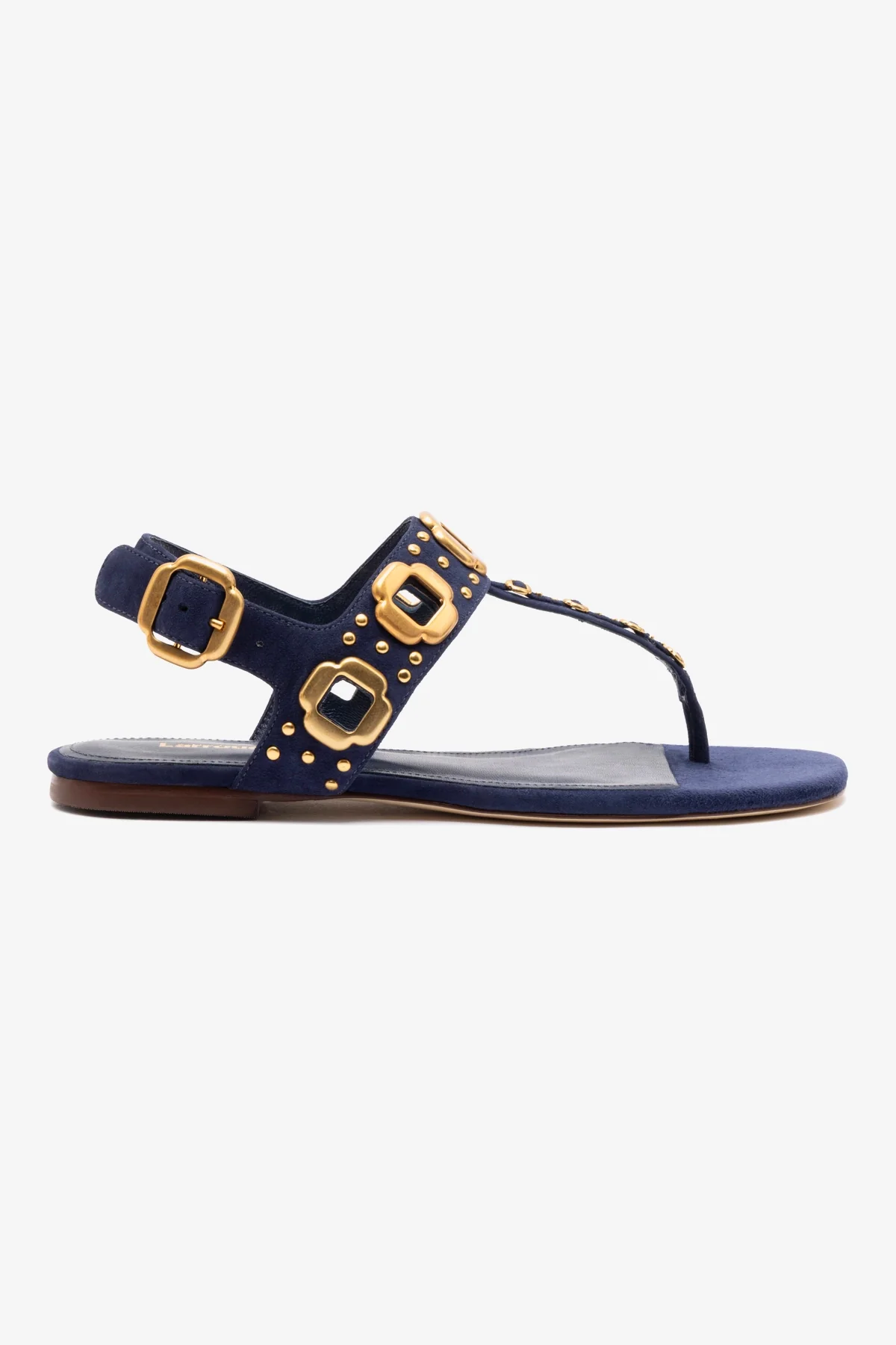 Milan Studs Thong Sandal In Navy Suede