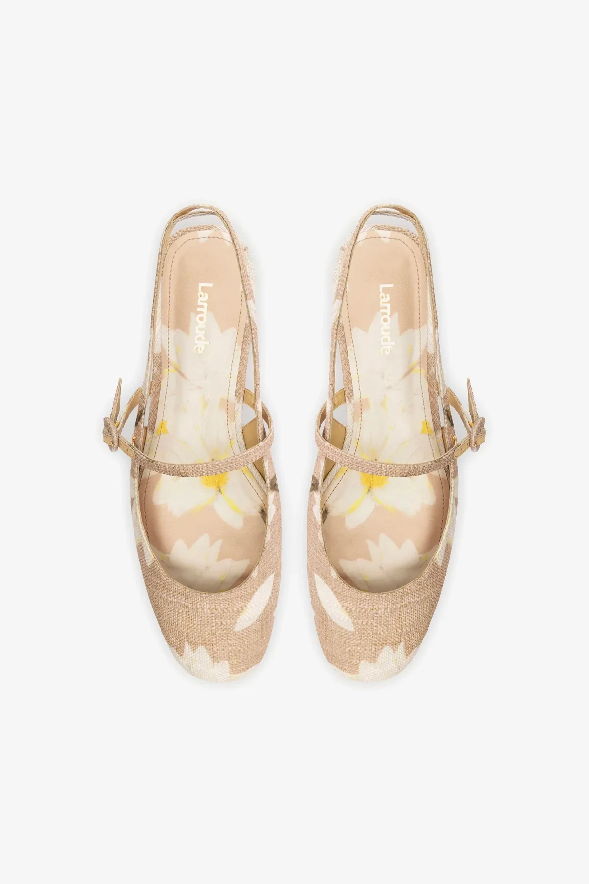 Georgina Ballet Flat In Beige Printed Raffia