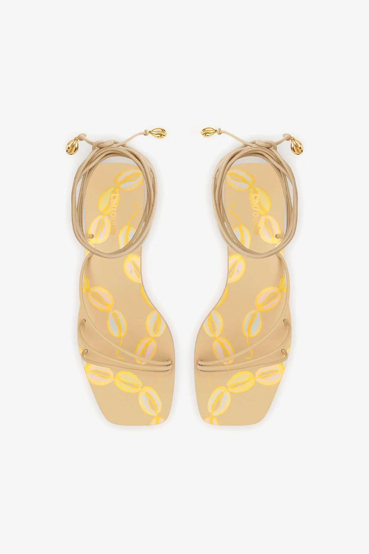 Nadia Flat Sandal In Beige Leather