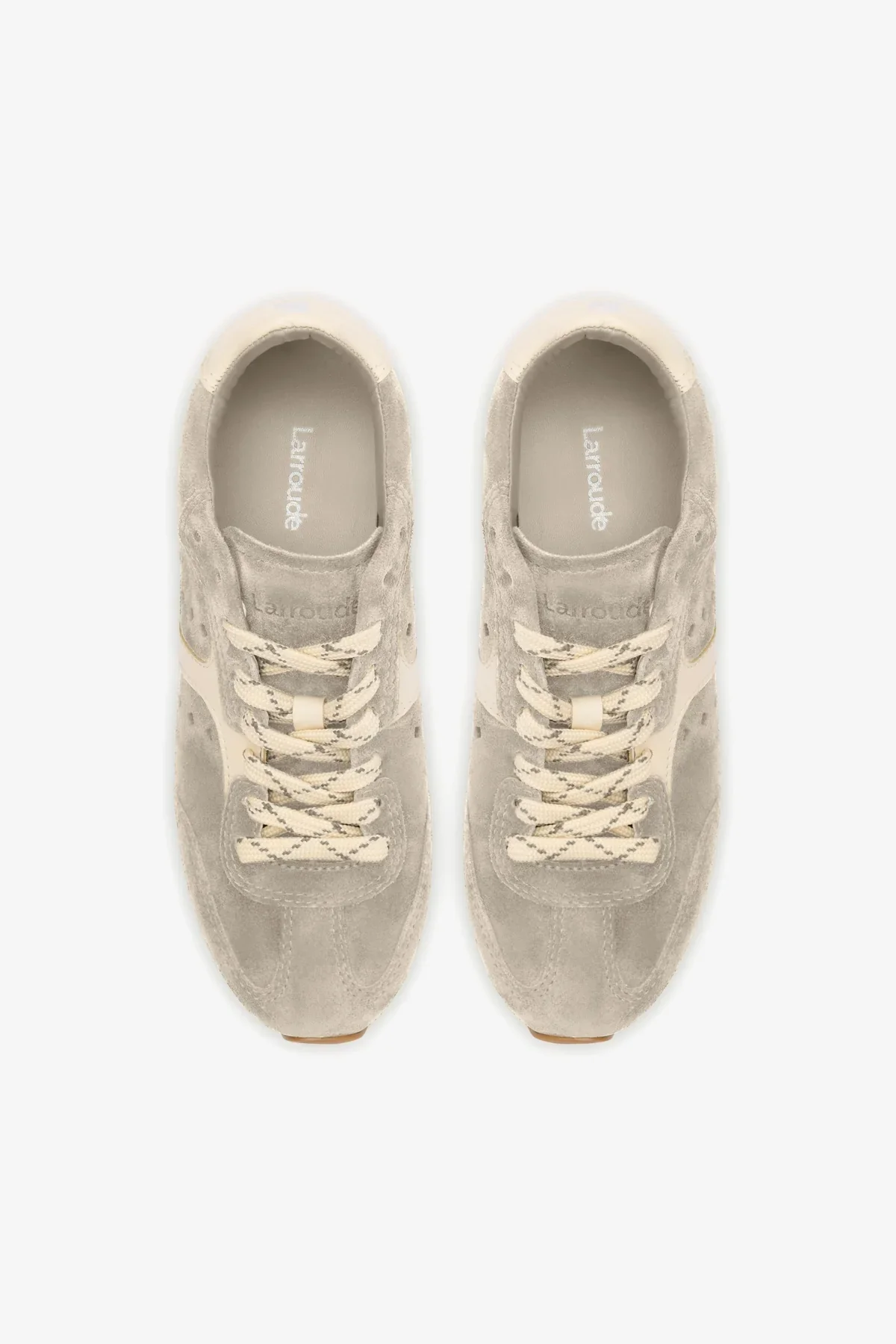 Stella Sneaker In Mushroom Grey Suede and Ivory Leather