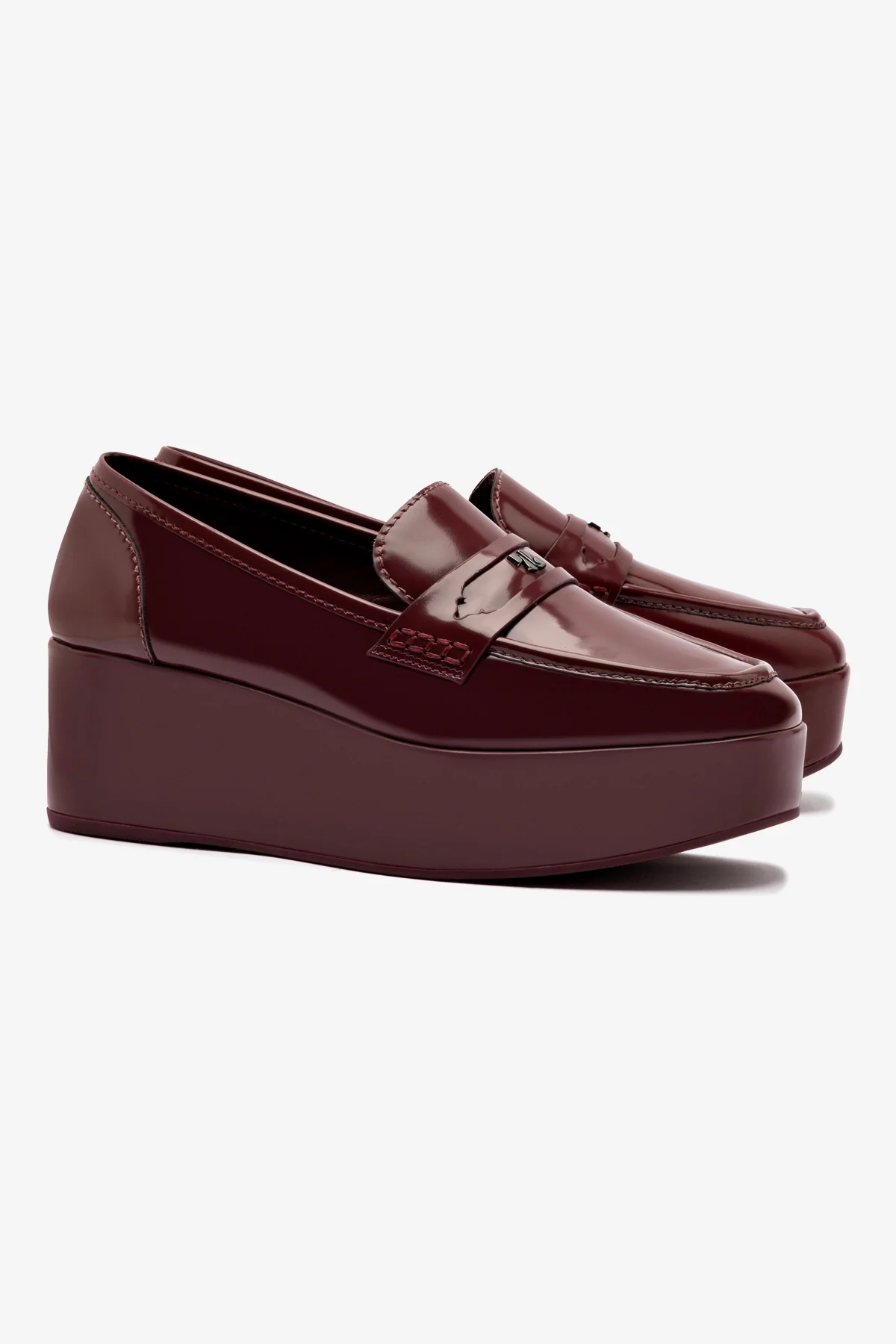 Suki Flatform Loafer In Burgundy Box Leather