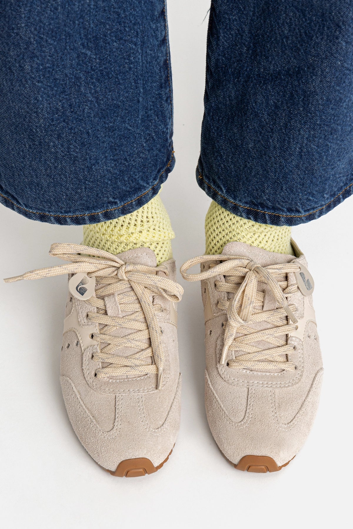 Stella Sneaker In Mushroom Grey Suede and Ivory Leather