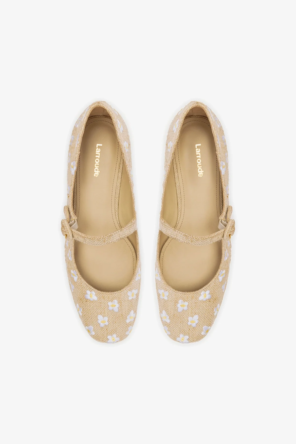 Blair Flatform In Raw Linen and Daisy Embroidery