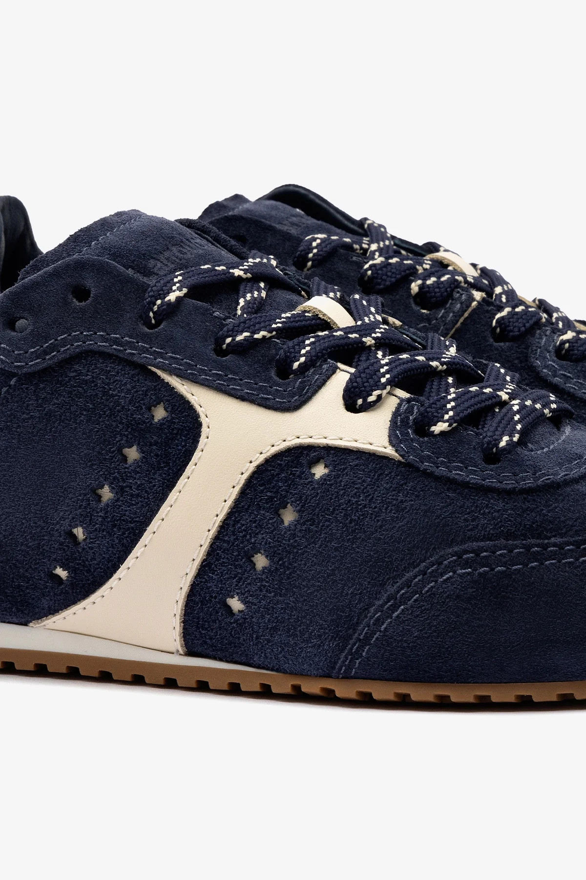 Stella Sneaker In Navy Suede and Ivory Leather