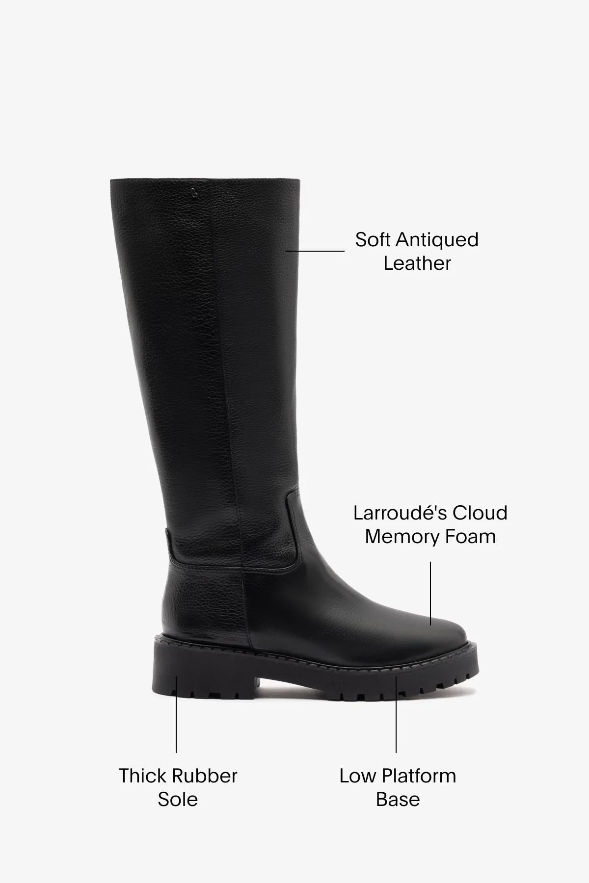Anne Lugsole Boot In Black Leather