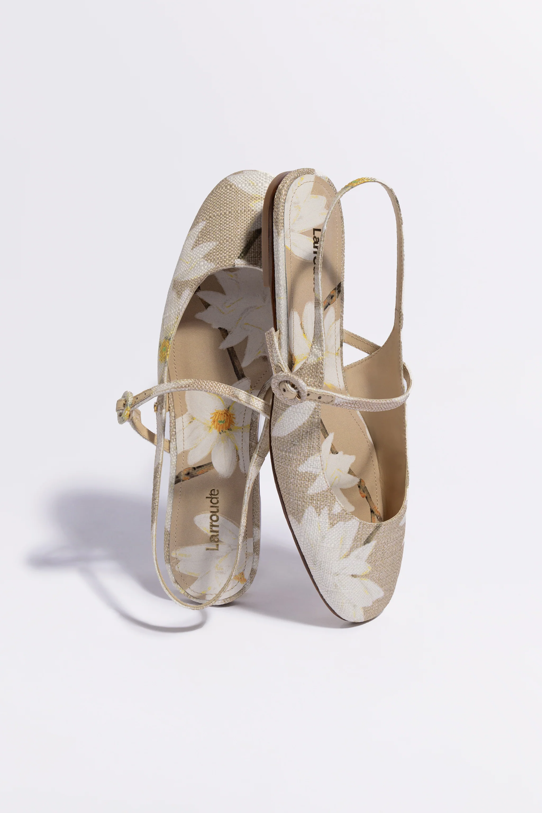 Georgina Ballet Flat In Beige Printed Raffia