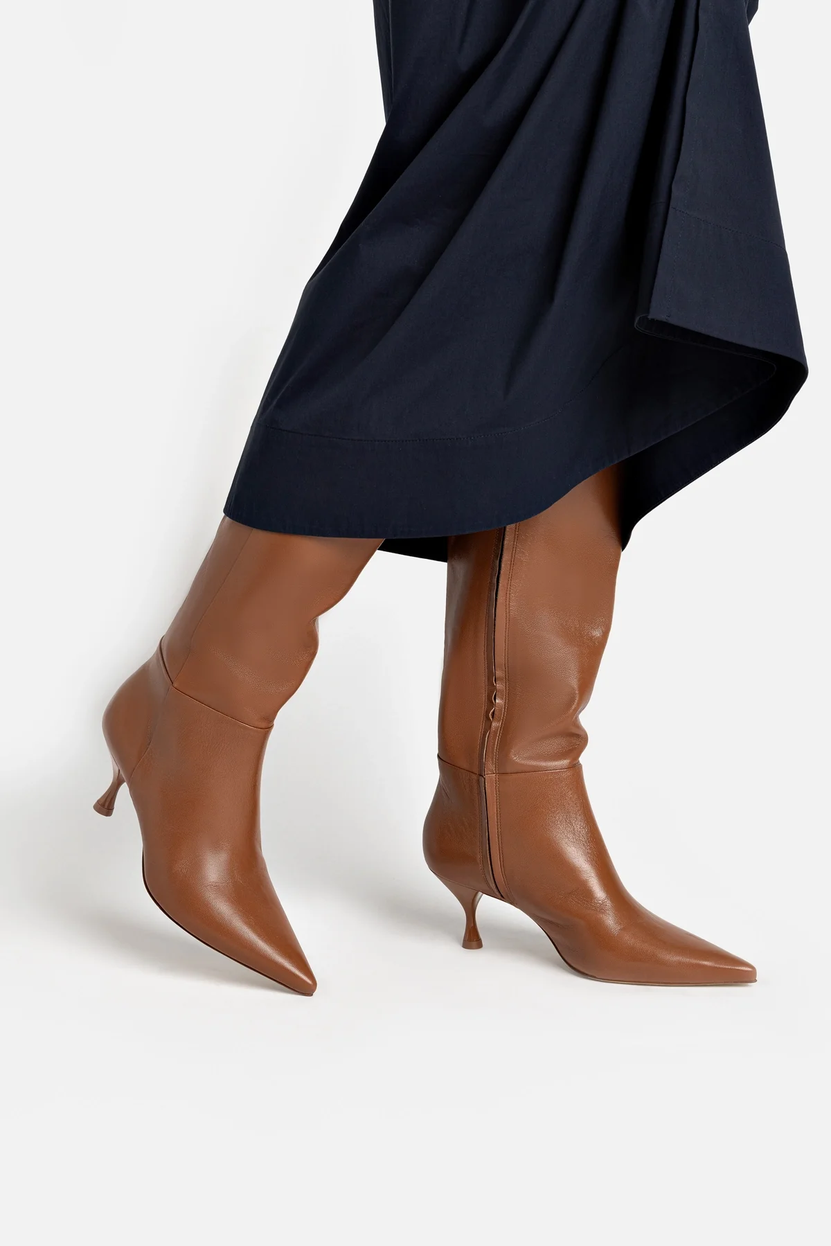 Kate Mid Boot In Brown Leather